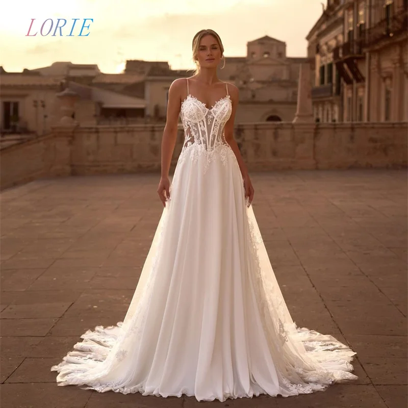 

LORIE Lace A-line spaghetti strap A-line vestidos de novia Wedding Dress Applique Wedding Gown Customized 2026