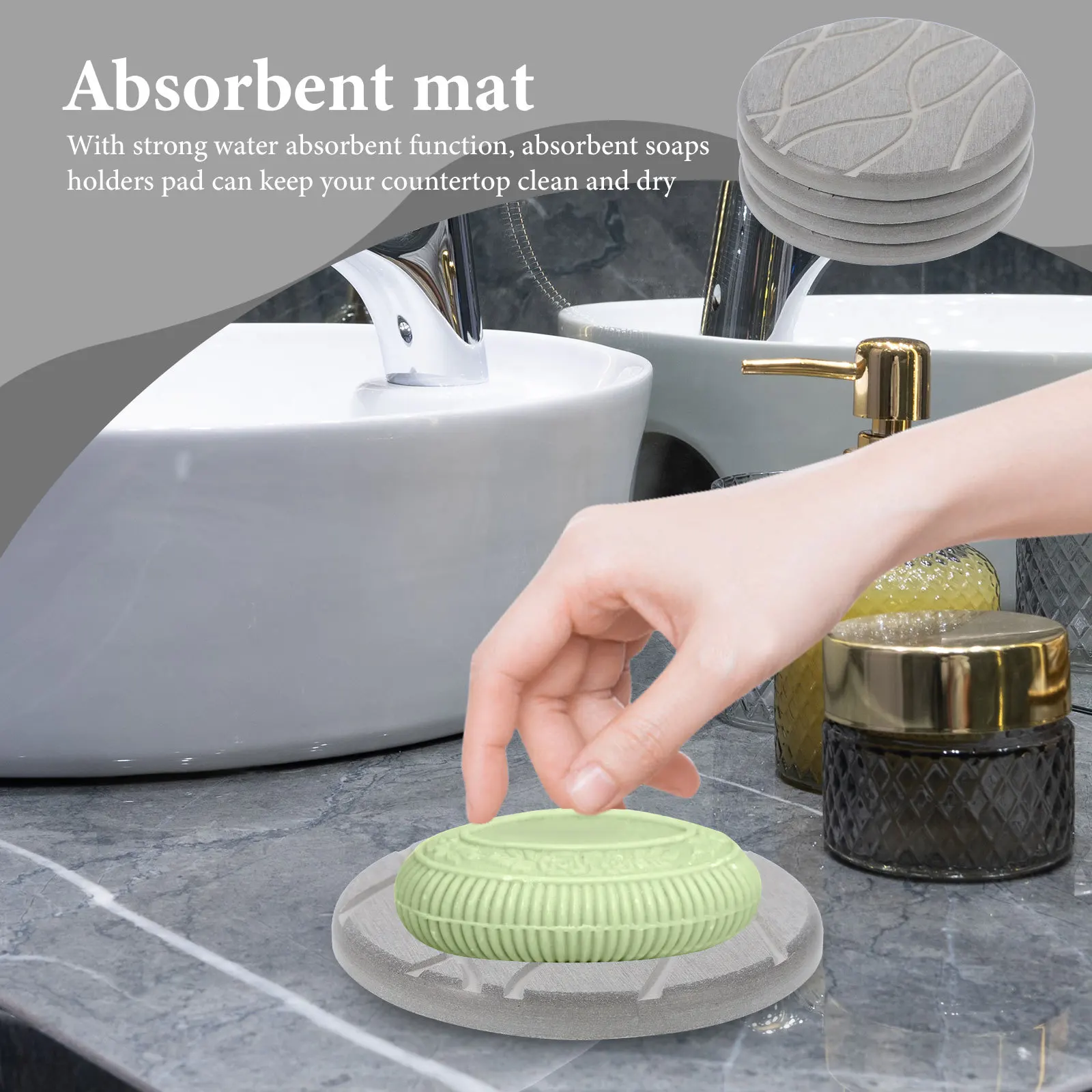 

4Pcs Diatomite Coaster Water Absorbent Drink Pad Soap Holder Non-Skid Cup Mat for Table Bathroom Washbasin Supplies