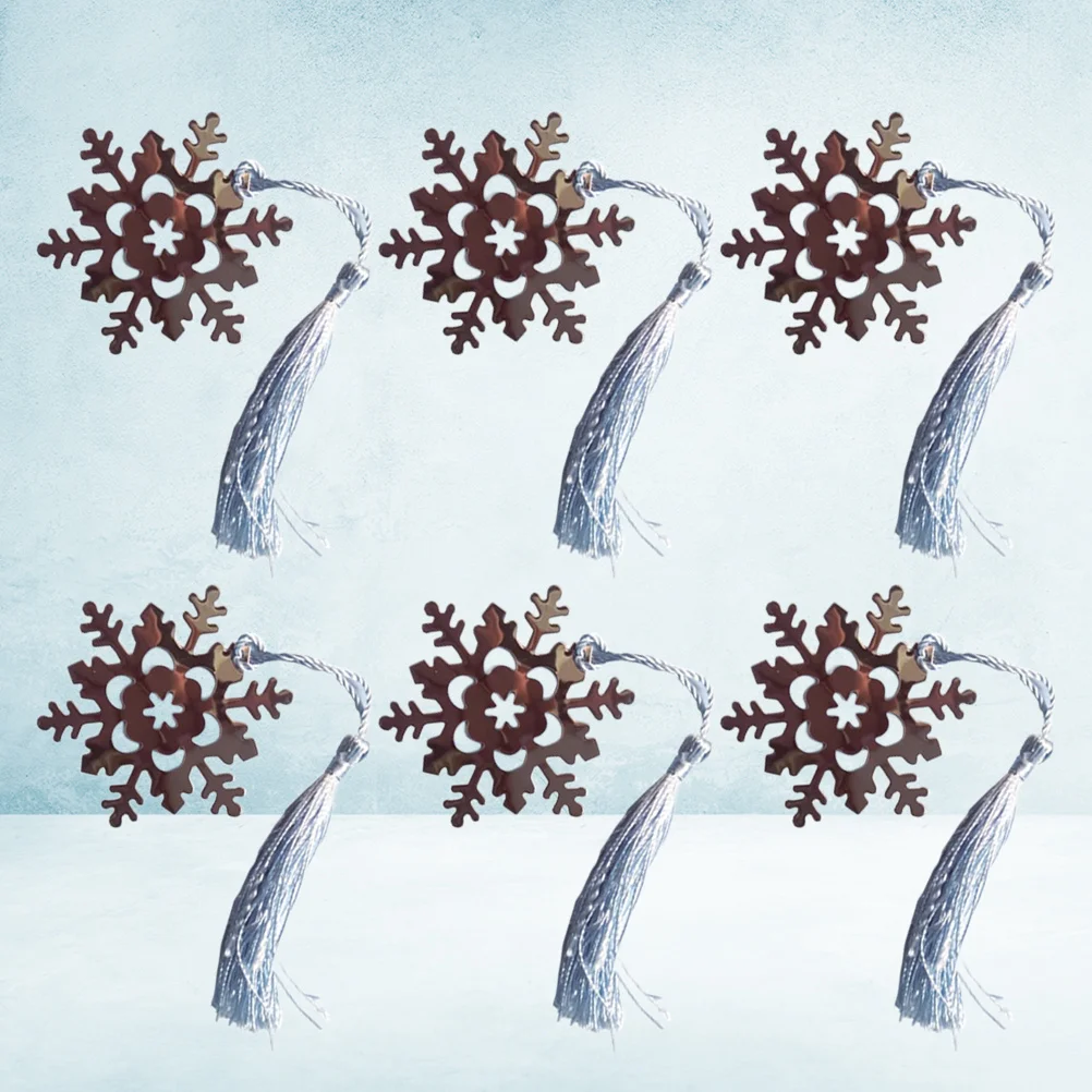 

6Pcs Fashion Bookmark Metal Snowflake Design with Tassel Functional Page Holder for Students Readers Unique Book Lover Gift
