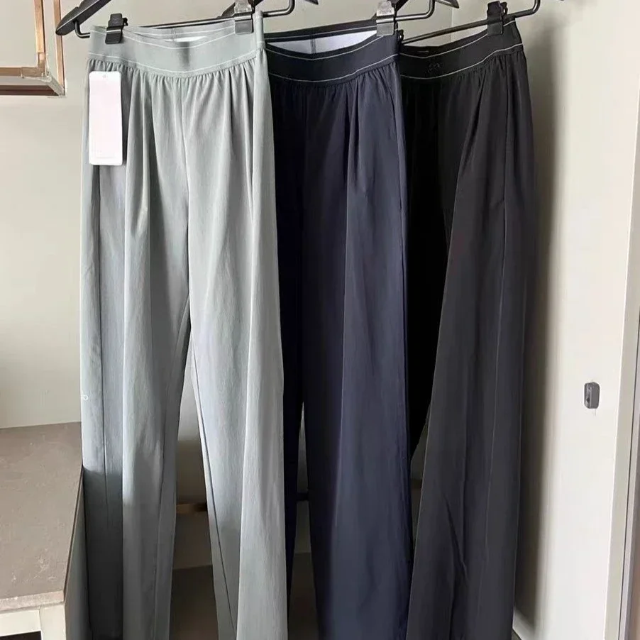 

al Women's Leisure Sports High-waisted Fashion Pants Outdoor Fitness Yoga Casual Straight Leg Loose Wide Leg Pants