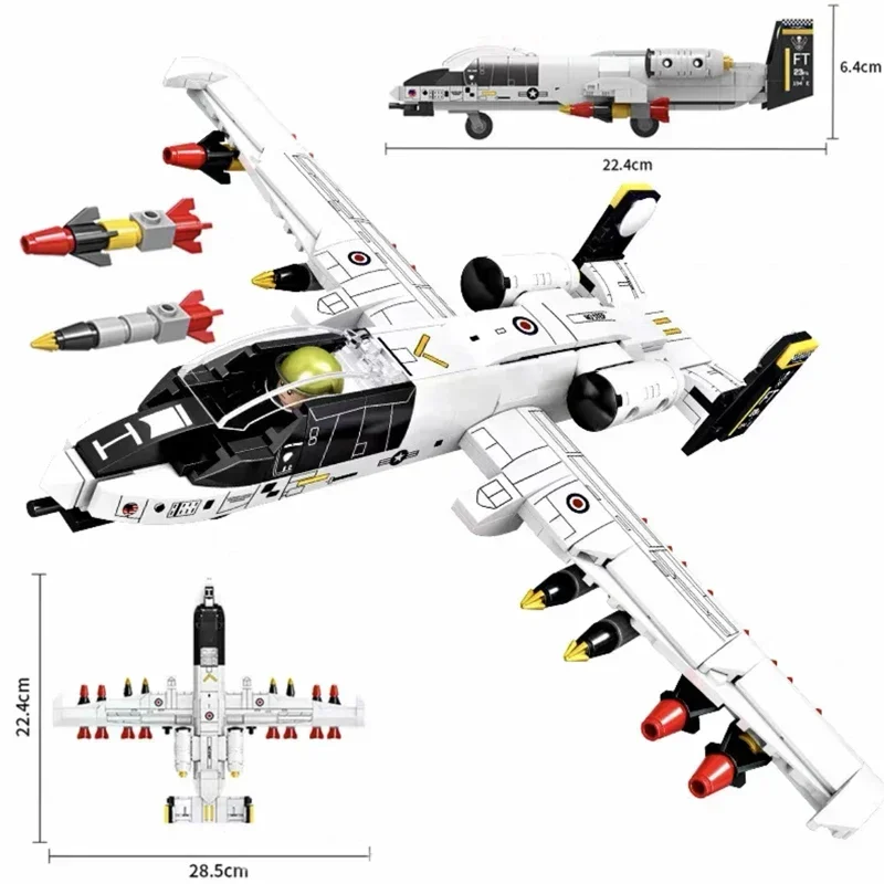 Militaire A10 Aanval Vechter Bouwsteen Luchtmacht Vliegtuig Model Bricks Set WW2 Wapen Soldaat Speelgoed Voor Kind Verjaardagscadeau