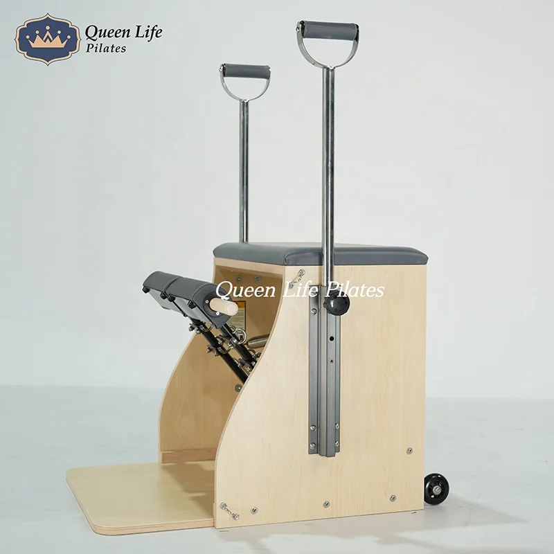 Durable Maple Wooden Reformer Pilates Chair Stability Iron Frame Design for Yoga Riding Fitness for Pilates Studio Use