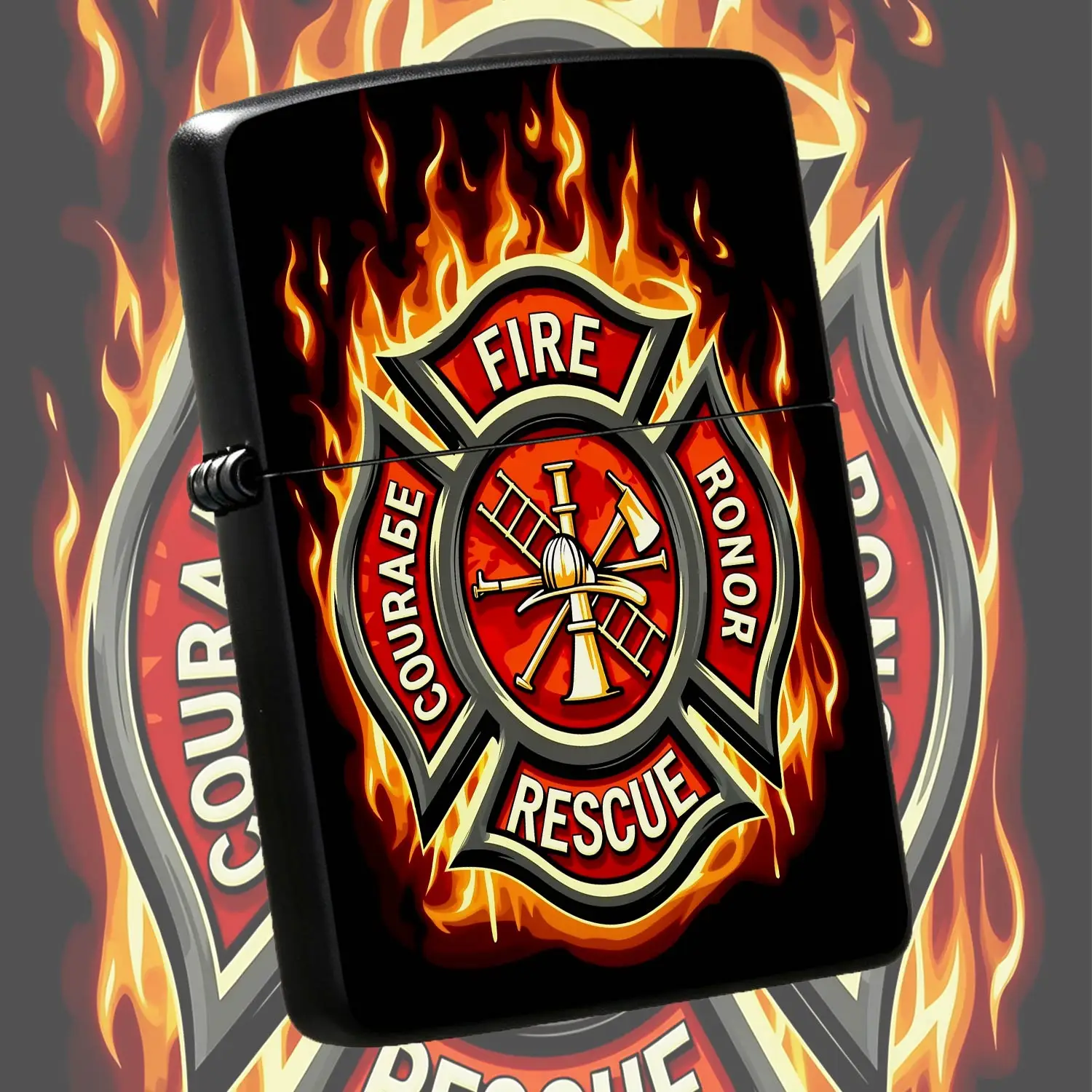 Firefighter Maltese Cross Flame Themed Portable Accessory Honoring Courage Rescue Spirit Ideal For Daily Outdoor Commute Gifting Keepsake For Firefighters Fans Family Members Memorial Present For Any Scene Use A Humorou And Interesting Ligh