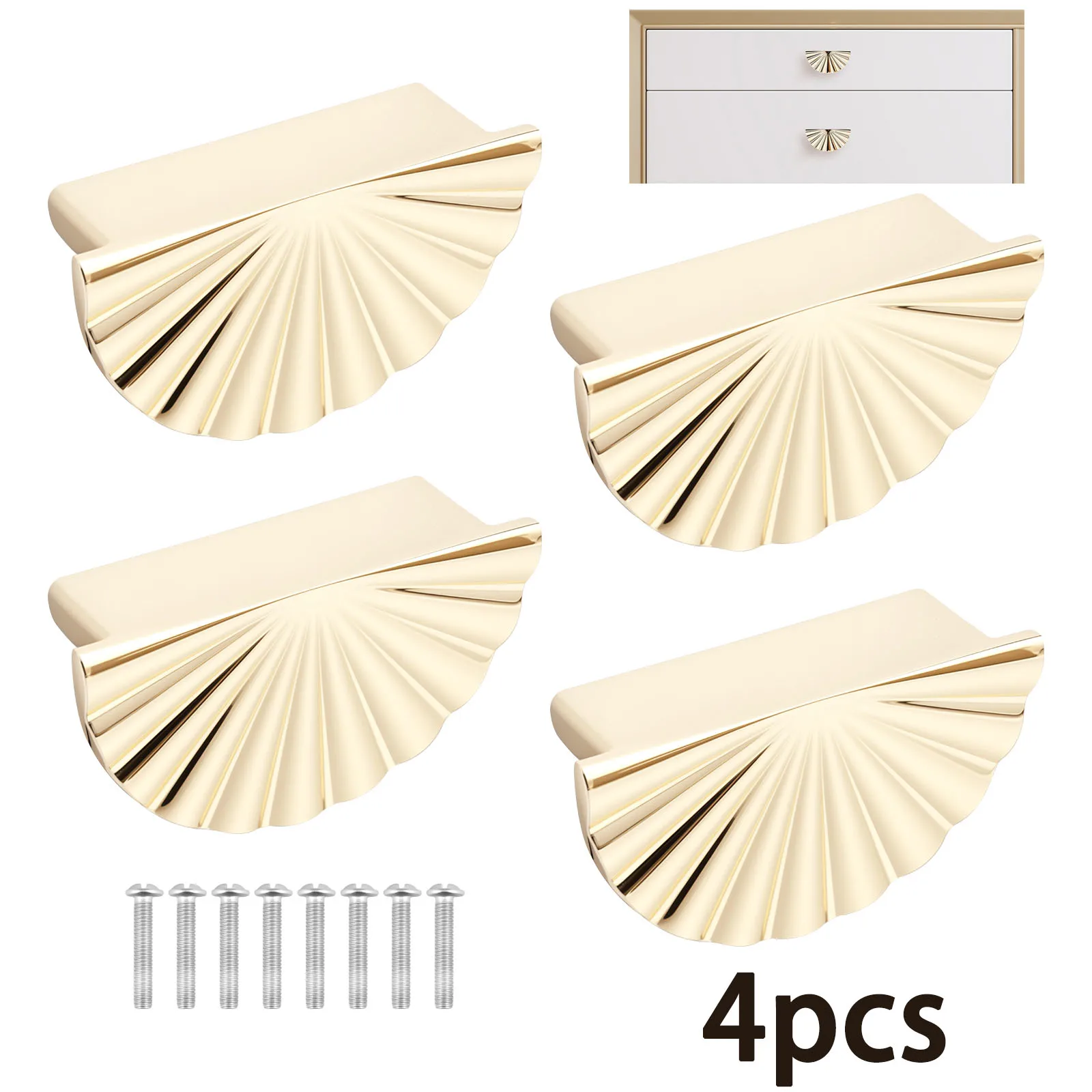 

4Pcs Drawer Knob Set Zinc Alloy Cabinet Handles Semi Circular Pulls Modern Decorative Handles for Cabinet Wardrobe Hardware