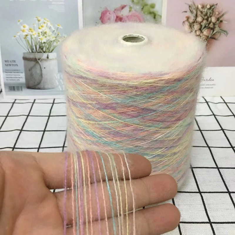 500g/pcs Gradient Mohair Yarn for Knitting Sweater Scarf Hat Coat Handicraft Diy Soft Comfortable Fluffy Segment Dyeing Thread