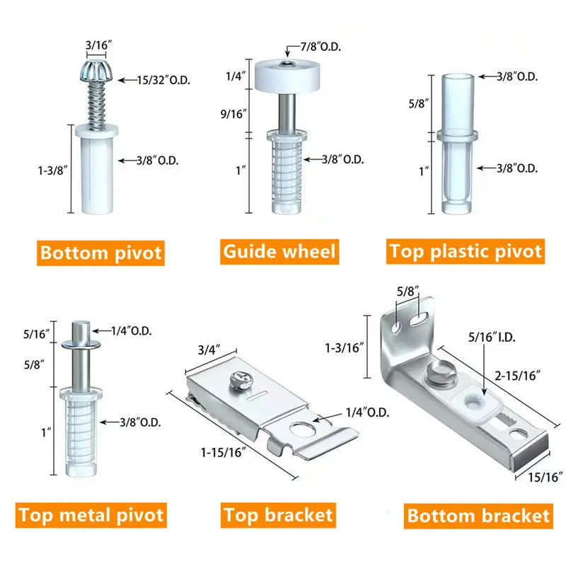 1-2pcs Bifold Sliding Closet Door Hardware Repair Kit Set for 7/8'' to 1'' Track Folding Pocket Door Replacement Parts Set