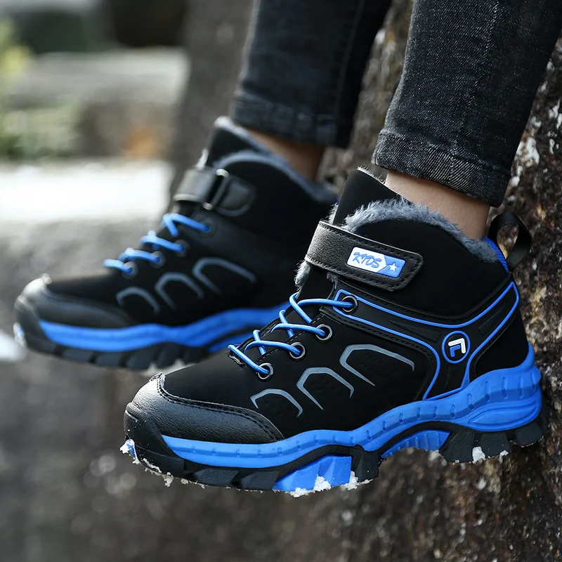 

Winter New Childrens Snow Boots Plush Warm Pu Leather Soft Kids Cotton Shoes Outdoor Non-slip Luxury Boys Cotton Boots Size29-40