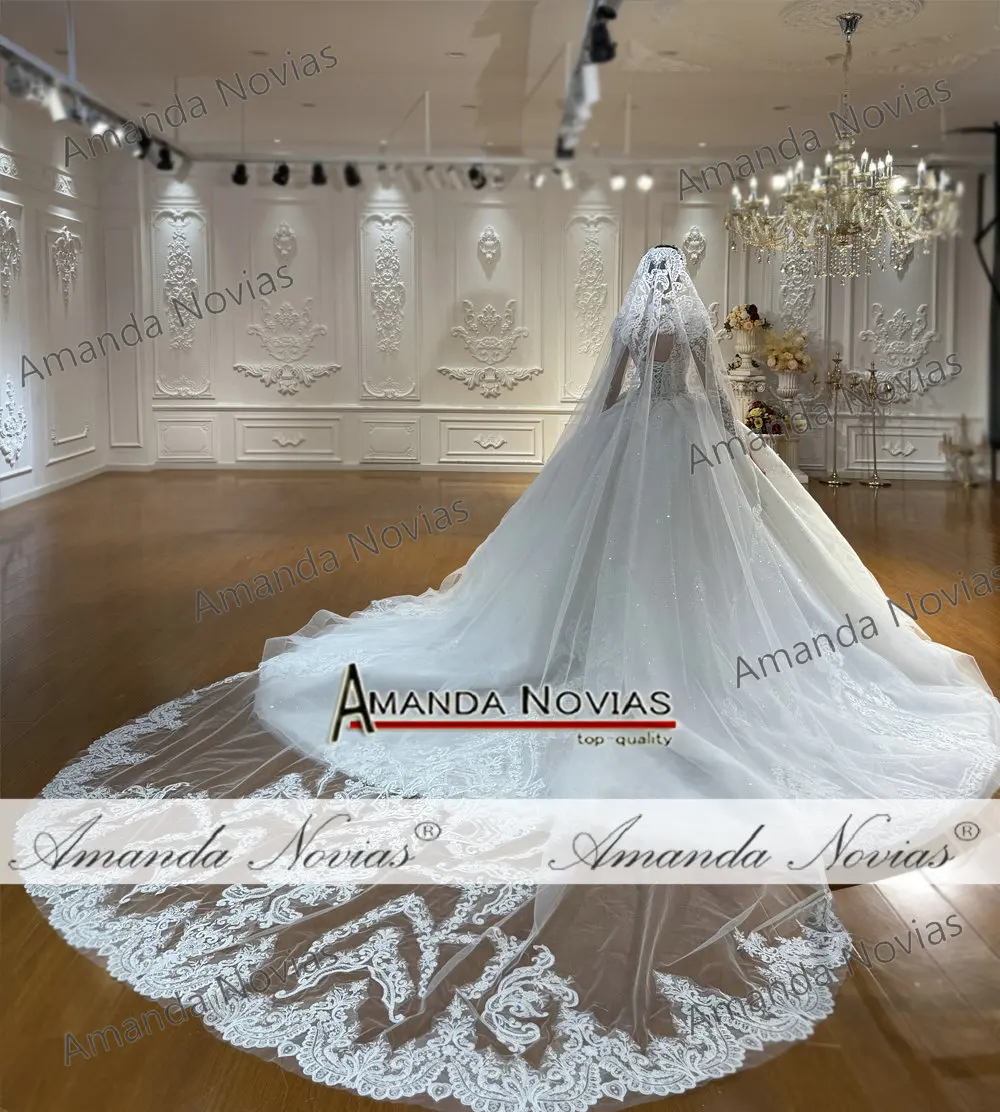فستان زفاف دانتيل NS5035 Amanda Novias مخصص 2026 عرض ساخن بأكمام طويلة #4
