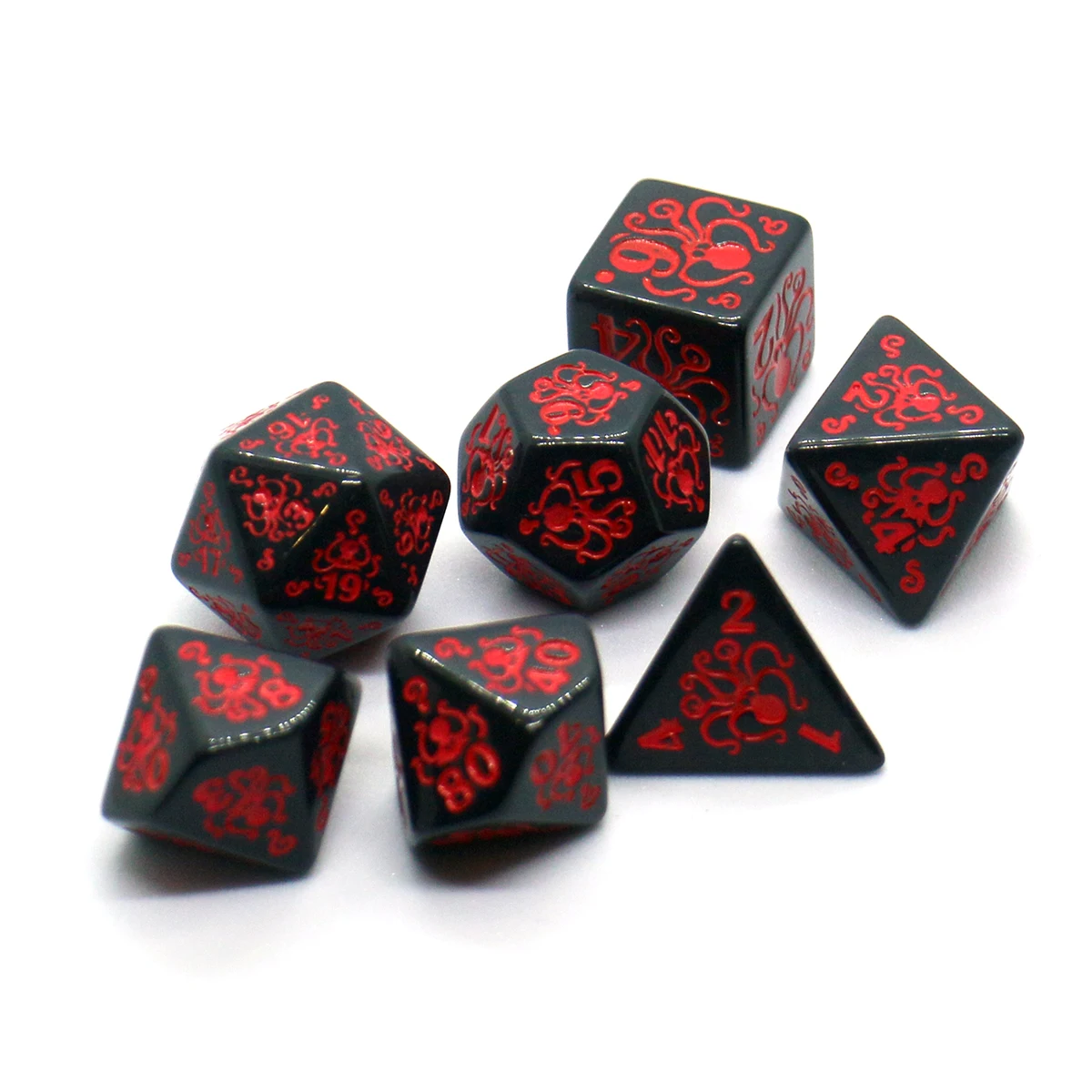 7-piece Cuttle Pattern DND Dice Set, Multi sided D4 D6 D8 D10 D12 D20 Dices Ideal Gift for Desktop Games, Birthdays, and Festiva