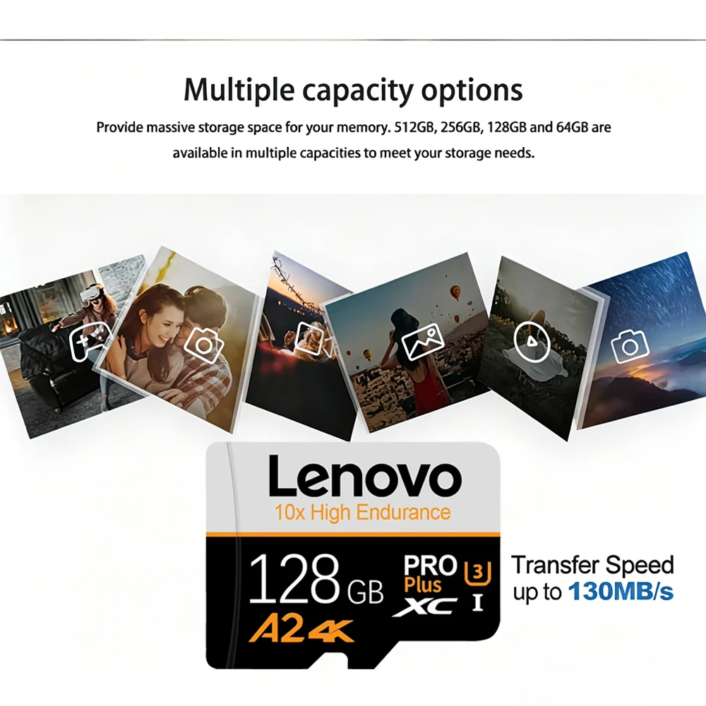 Lenovo Ultra Memory Card SD 512GB High Speed Memoria SD Card 256GB Support 4K TF Card 128GB Micro SD For Drone Camera Smartphone