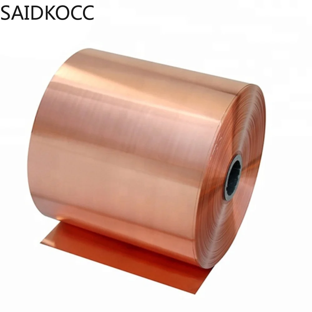 

SAIDKOCC 200mm Width Size Raw Material Red Cu Strip Tape Roll Copper Foil for Laboratory Li Ion Battery Anode Substrate