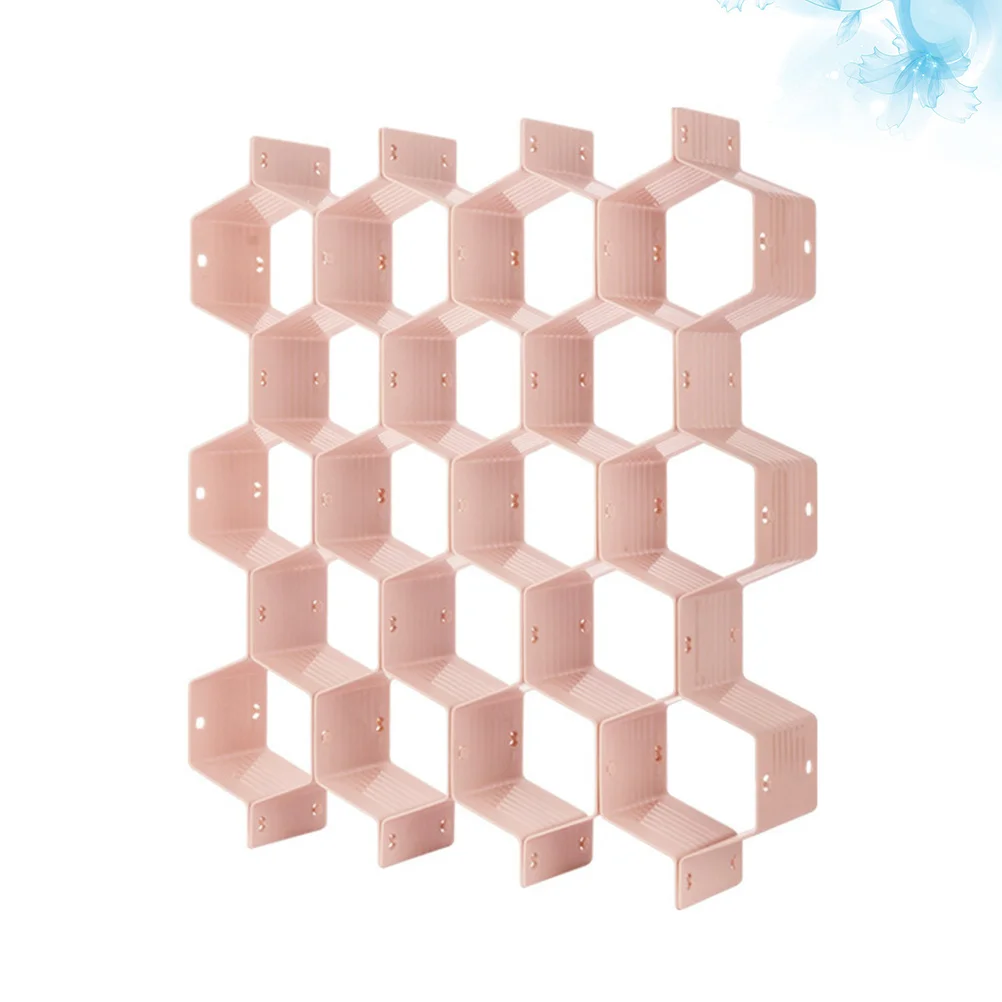 Honeycomb Style Plastic Drawer Divider Storage Box Pink Large Grid Closet Organizer Free Combination Pad for Underwear Socks