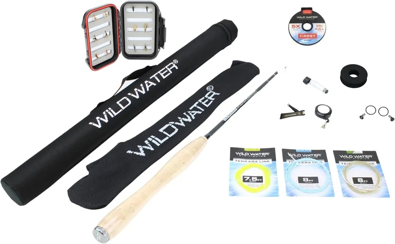 Water Tenkara Starter Package, Excellent Fly Fishing Equipment for Beginners, Includes Flies, Three Lines, Hard Tube Case & Rod