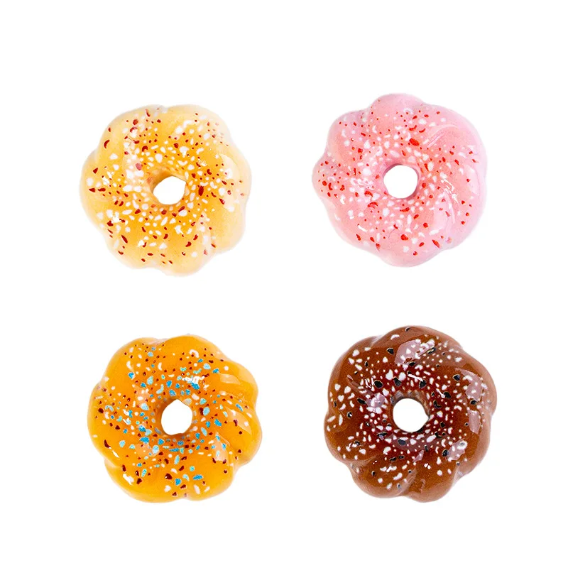 4 قطعة كعكة دونت صغيرة الحلوى نموذج دمية دونات الغذاء اللعب المنمنمات الراتنج Diy بها بنفسك محاكاة إكسسوارات دمي الديكور الحرف