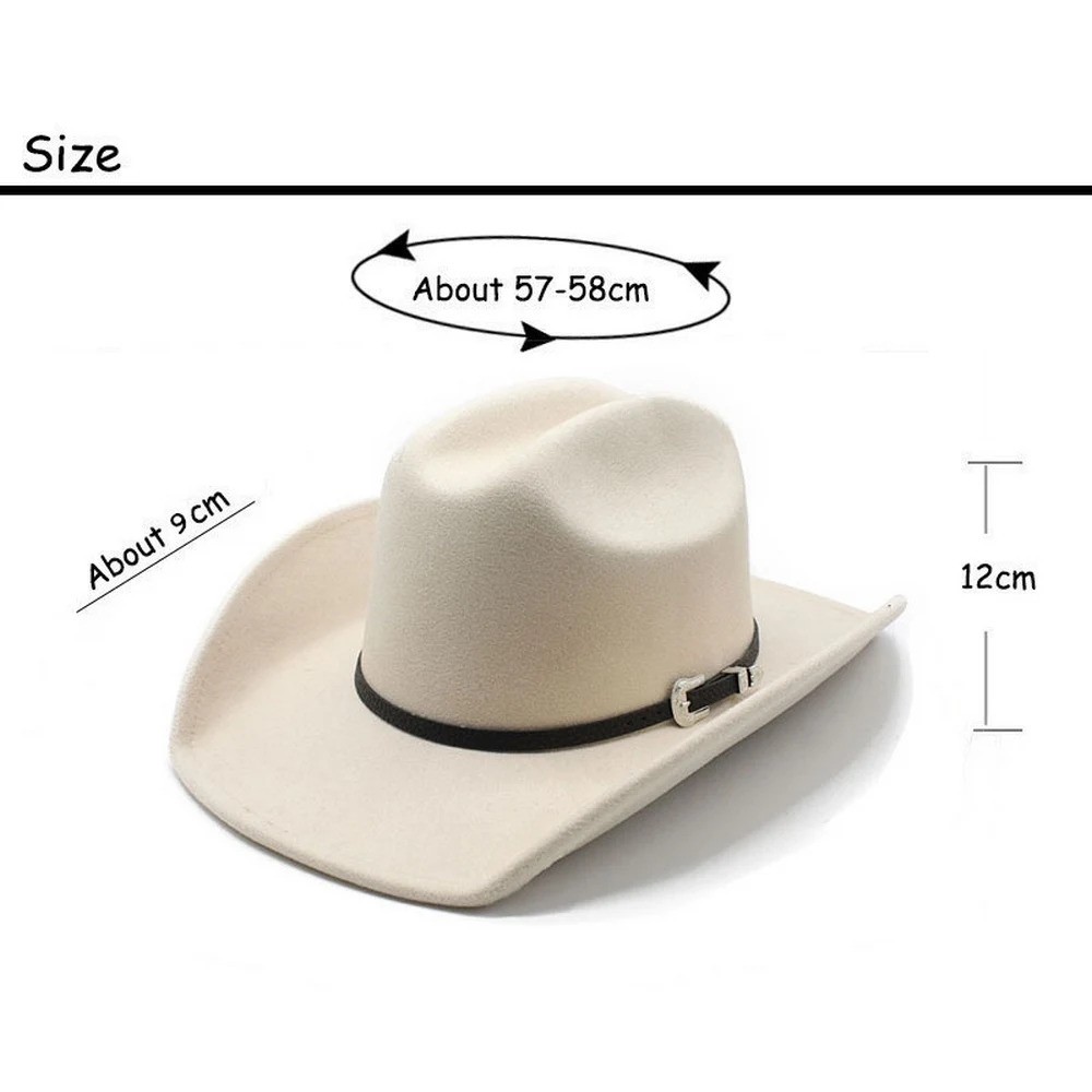 Four Seasons Cowboy Hats Jazz Caps For Women And Men Woolen 57-58cm Western Curved Brim Cowgirl Accessories NZ0067