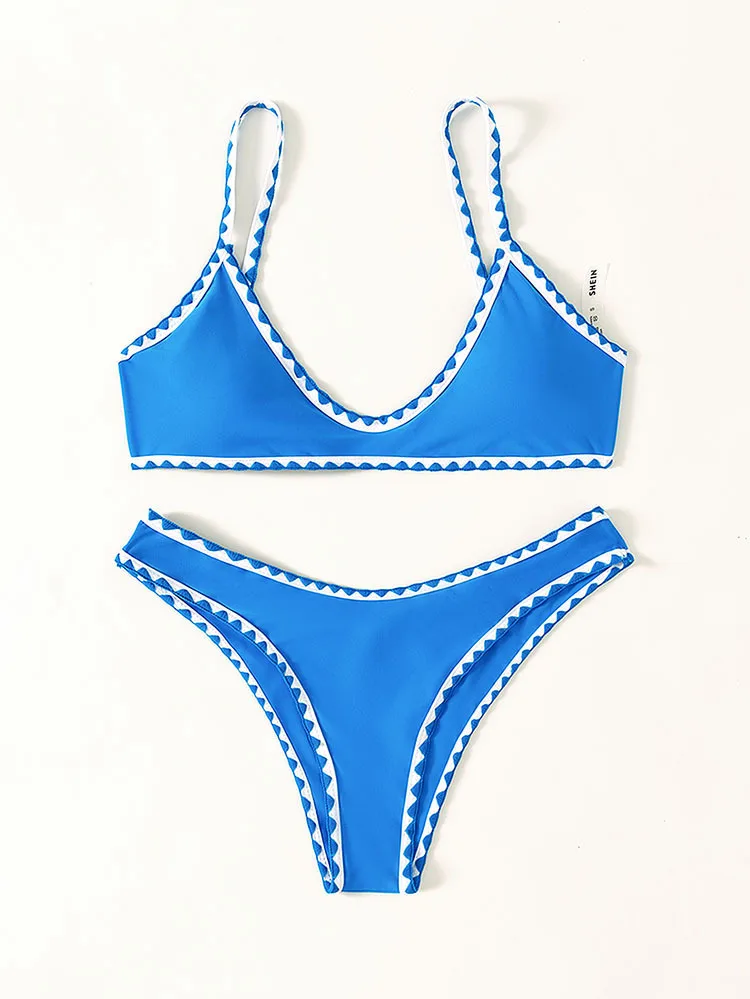 2025 جديد عبر الظهر البرازيلي عالية قطع الساق البيكينيات النساء ملابس السباحة الإناث قطعتين مجموعة البكيني الاستحمام ثوب السباحة السباحة