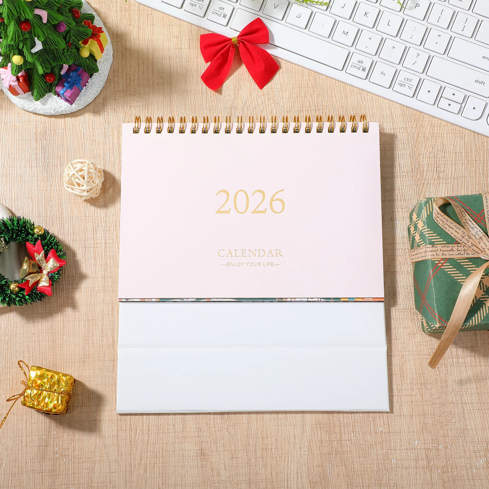 

2026 Mini Desk Calendar Minimalist Small Desktop Flip Planner Thick Paper Pad For Office Bedroom Study Table Decor Pink Standing