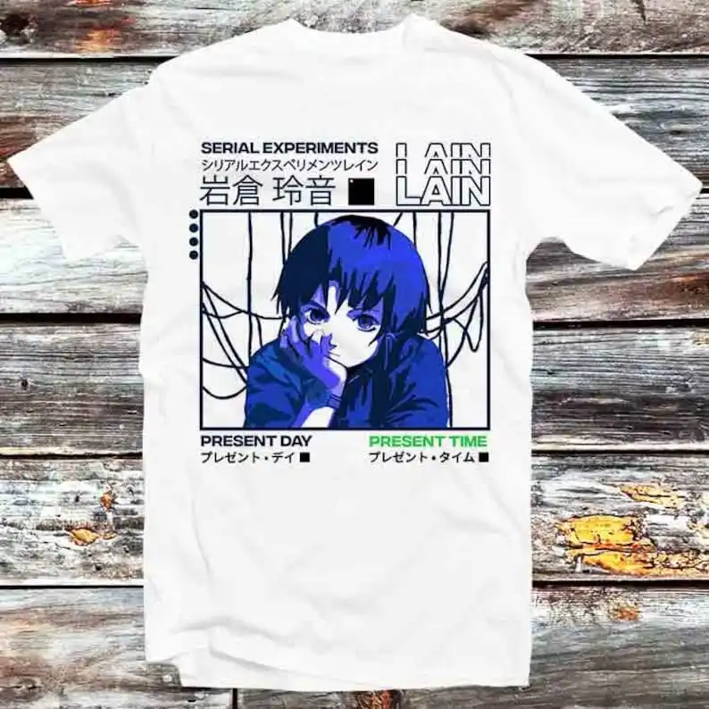 Serial Experiments Lain Japanese T Shirt Vintage Retro Cool Gift Mens Womens Unisex Cartoon Anime Top Tee B512