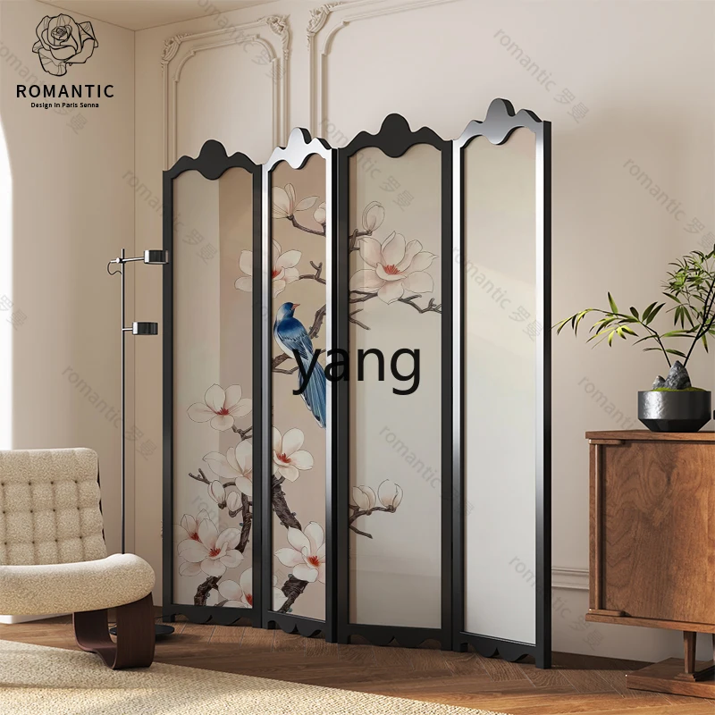 YJQ solid wood screen partition living room folding screen mobile office shade georgette bedroom room