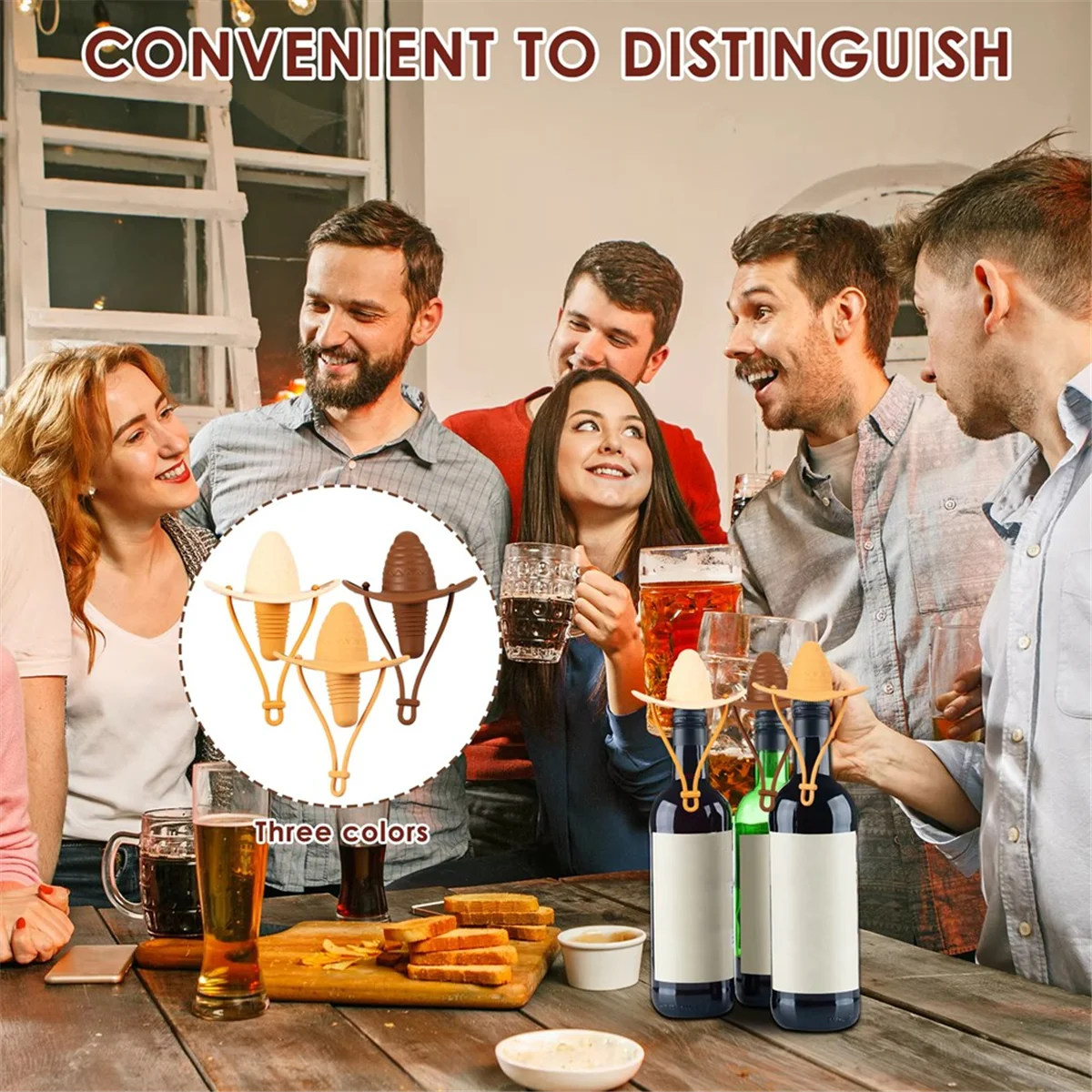 

A04I 3Pcs Silicone Wine Stopper Leakproof Wine Bottle Stopper Hat Funny Cowboy Hat Wine Stopper Wine Bottle Cap Seal