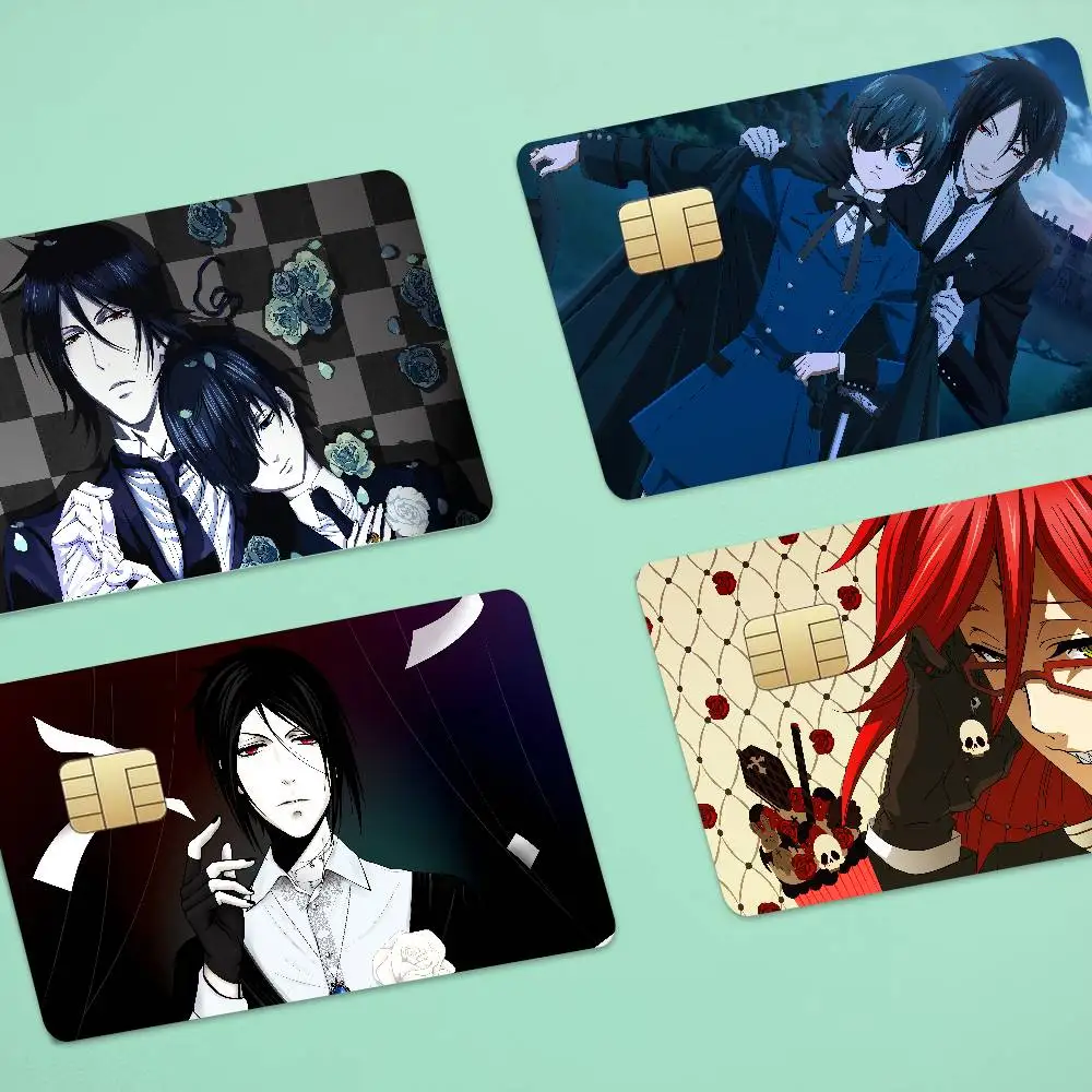 Anime Black Butler Anmie 4pcs 1Set Sticker Film Skin Cover For Credit Card Debit Bank Card Front