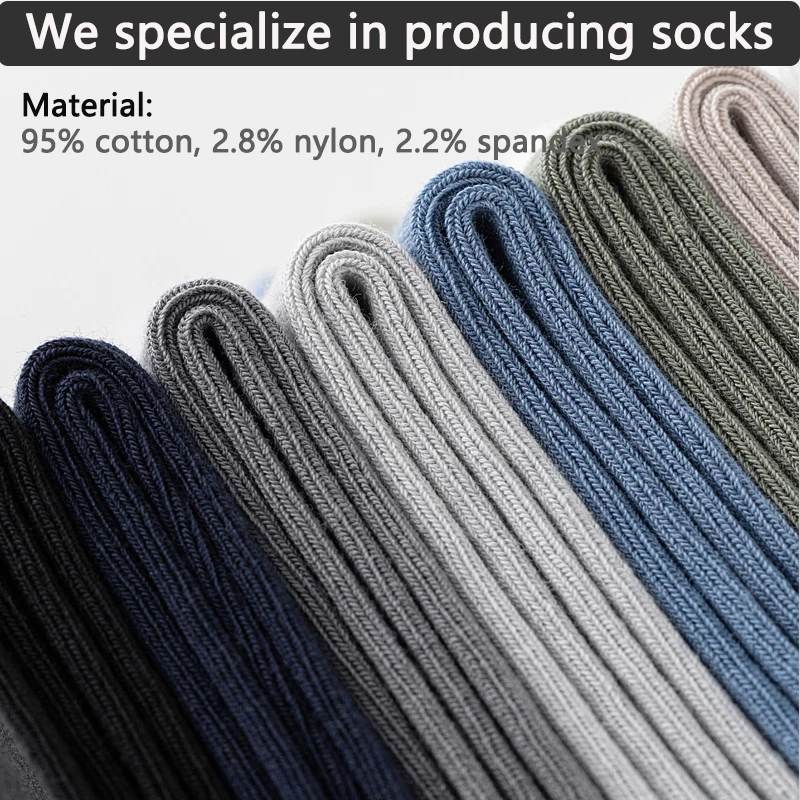 ZTOET Herrensocken aus gekämmter Baumwolle, Herbst/Winter, schwarz, Business-Langsocken, atmungsaktiv, hohe Qualität, neue Herrensocken, Übergröße EU38-45 – Detail 2