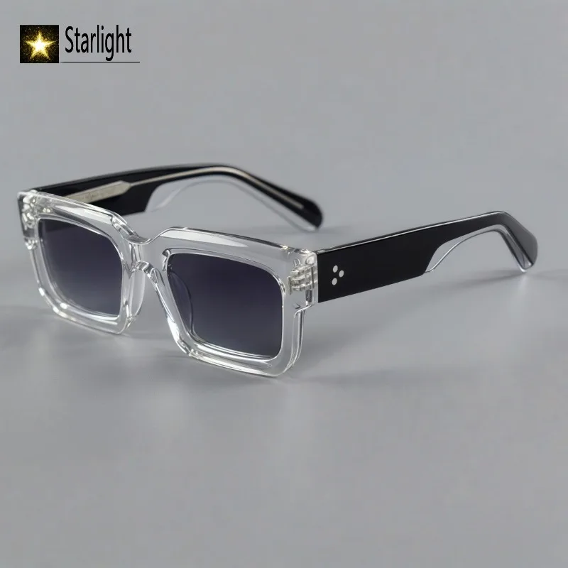 التدرج وجه كبير سميكة إطار مربع النظارات الشمسية السوداء رجل جودة عالية خلات الرجعية نظارات الموضة الرجال UV400 القيادة 150 مللي متر