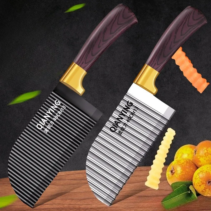 Wellenmesser, Edelstahl, Wolfszahn, Kartoffelmesser, Küche, DIY, Pommes Frites, Spezialmesser, Gurken- und Karottenmusterschneider