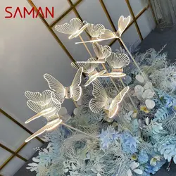 SAMAN Modern Wedding Walkway Elegante Borboletas Acrílicas LED Lâmpada Permanente para Festa Romântica Luz Stands Decoração