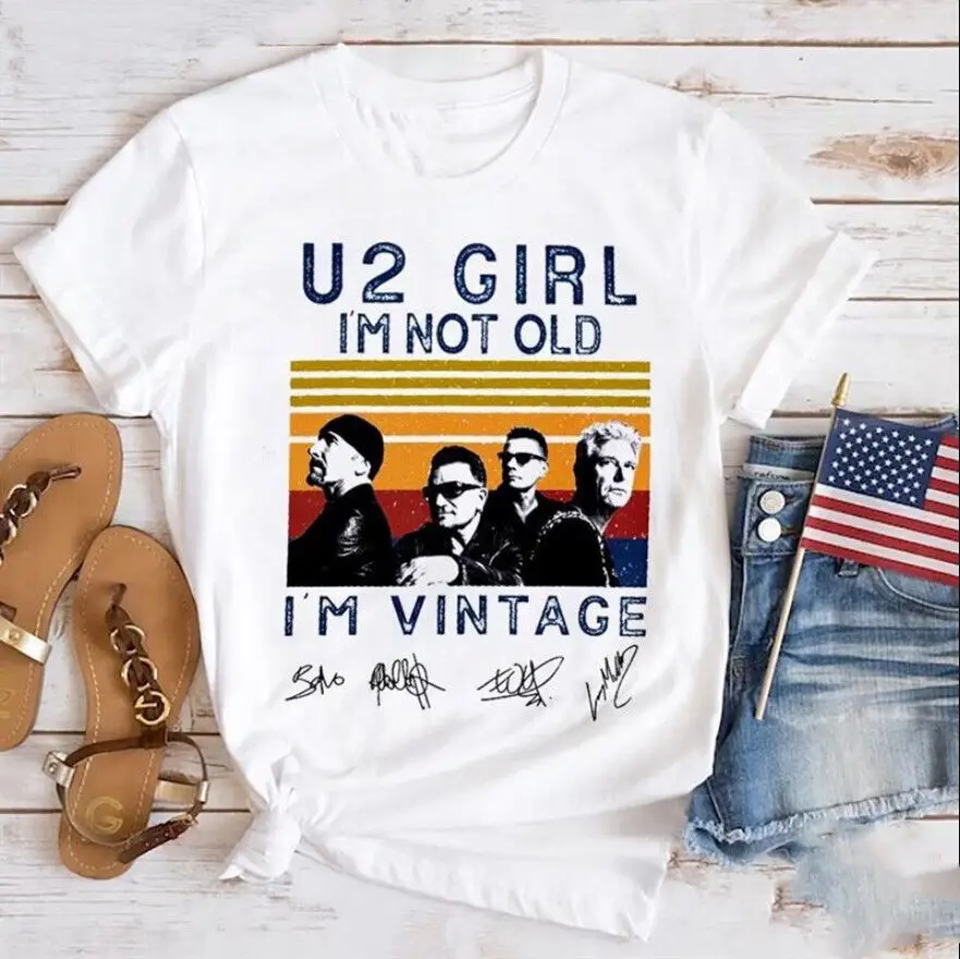 U2 Girl I’M Not Old Vintage Shirt, U2 Band Signature Classic Rock Unisex T-Shirt