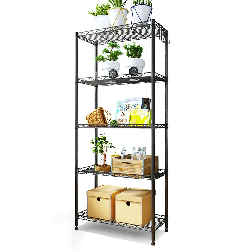 5 Tier Kichen Organizer Wire Rack Metal Steel Unit Garage Shelves Office Storage Shelf Living Room Bathroom Organizer US