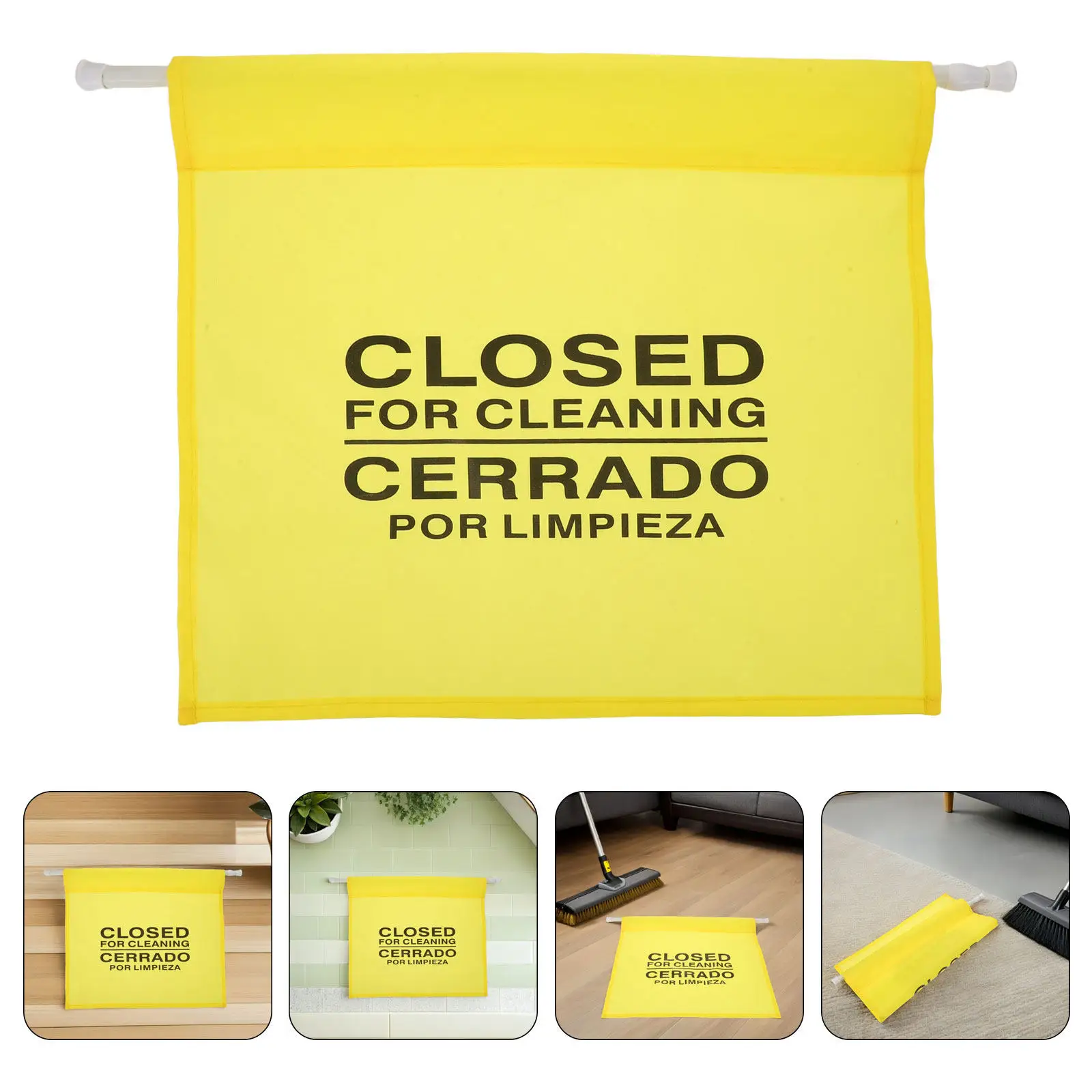 

Closed for Cleaning Sign Yellow Commercial Bathroom Banner Retractable Hanging Doorway Safety Barrier Hotel Office School