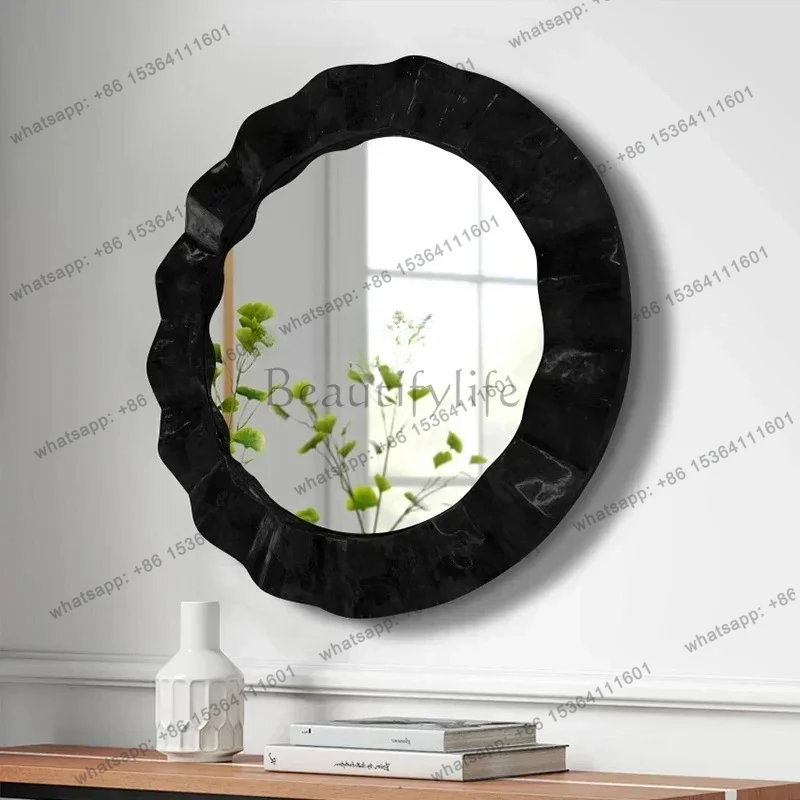 

Retro round bathroom mirror, Ymerican wall-mounted hotel decoration, French vanity mirror entrance mirror