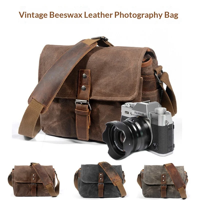 

Daxiang Xiaozhan Vintage Waterproof Canvas Camera Bag Shoulder Crossbody For Dslr Mirrorless Digital Photography Storage Bag