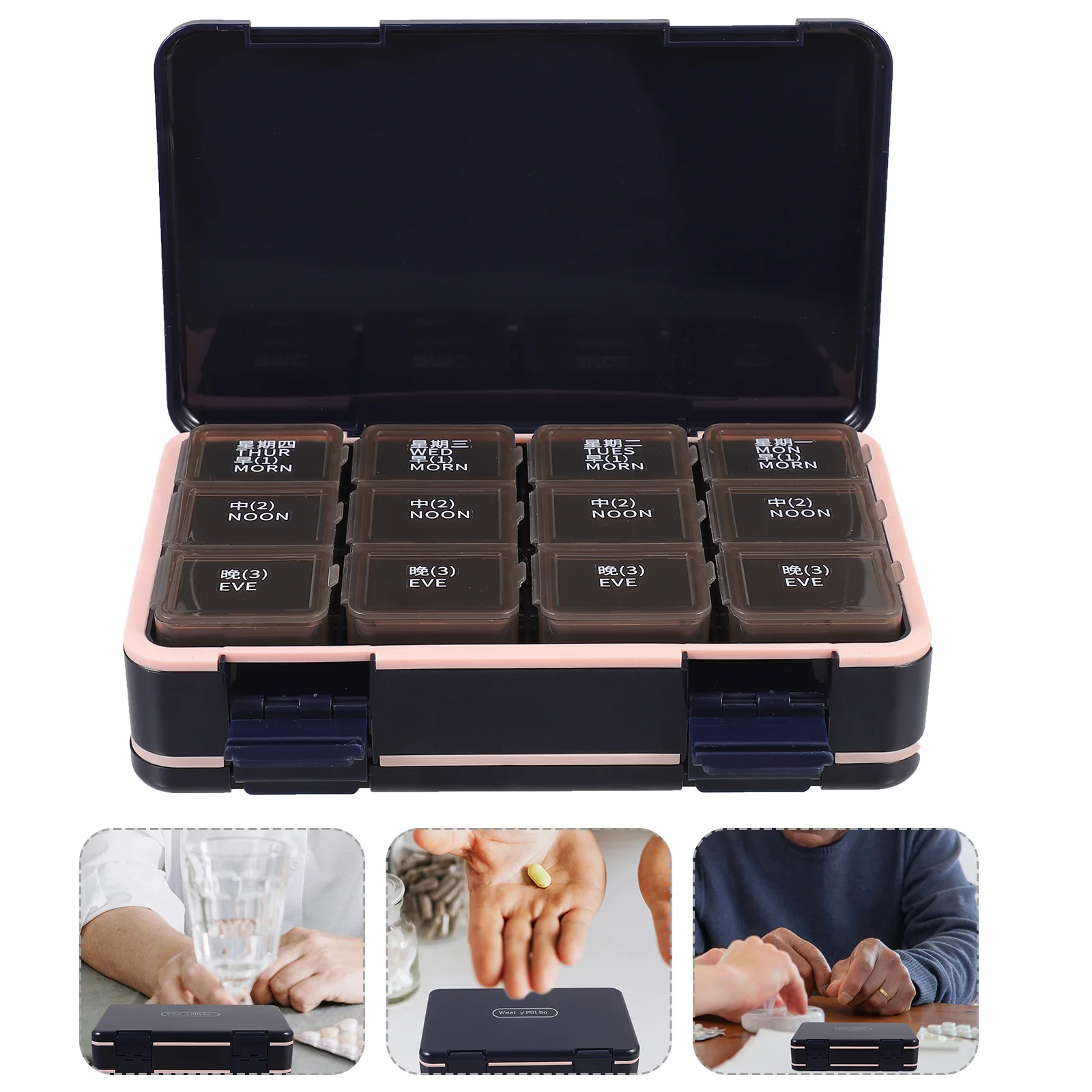 

7 Day Tablet Organizer Portable Medicine Container Double Layer Travel Case For Pills Vitamins Morning Afternoon Evening