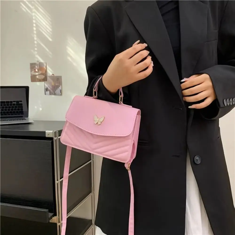 حقيبة مربعة صغيرة محمولة من جلد البولي يوريثان تحمل سعة كبيرة على شكل فراشة حقيبة كروس على الطراز الكوري البسيط