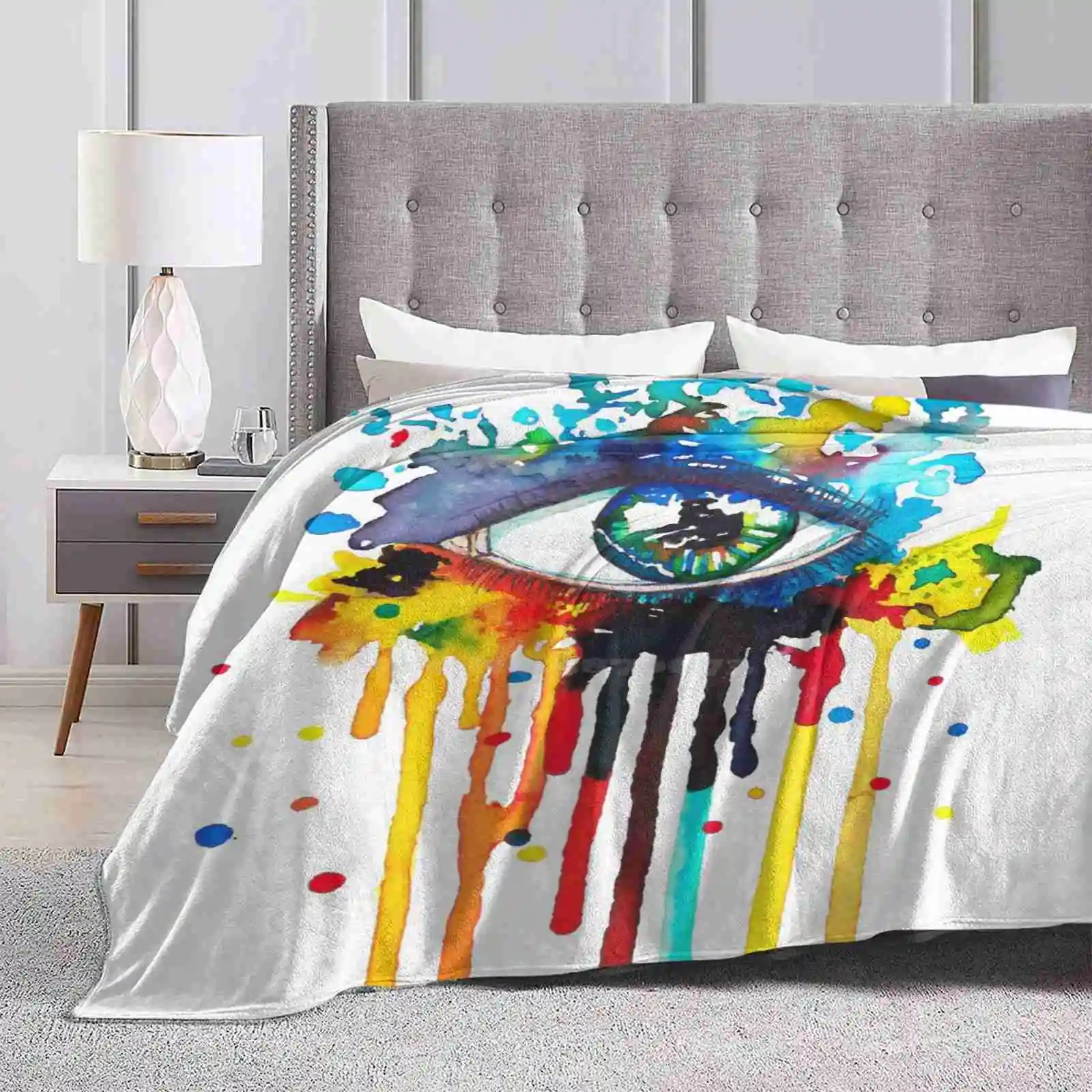 Rainbow Splash Eye Soft Warm Light Thin Blanket Splash Eye Rainbow Watercolour Thedarkwillow Dark Willow Enaib