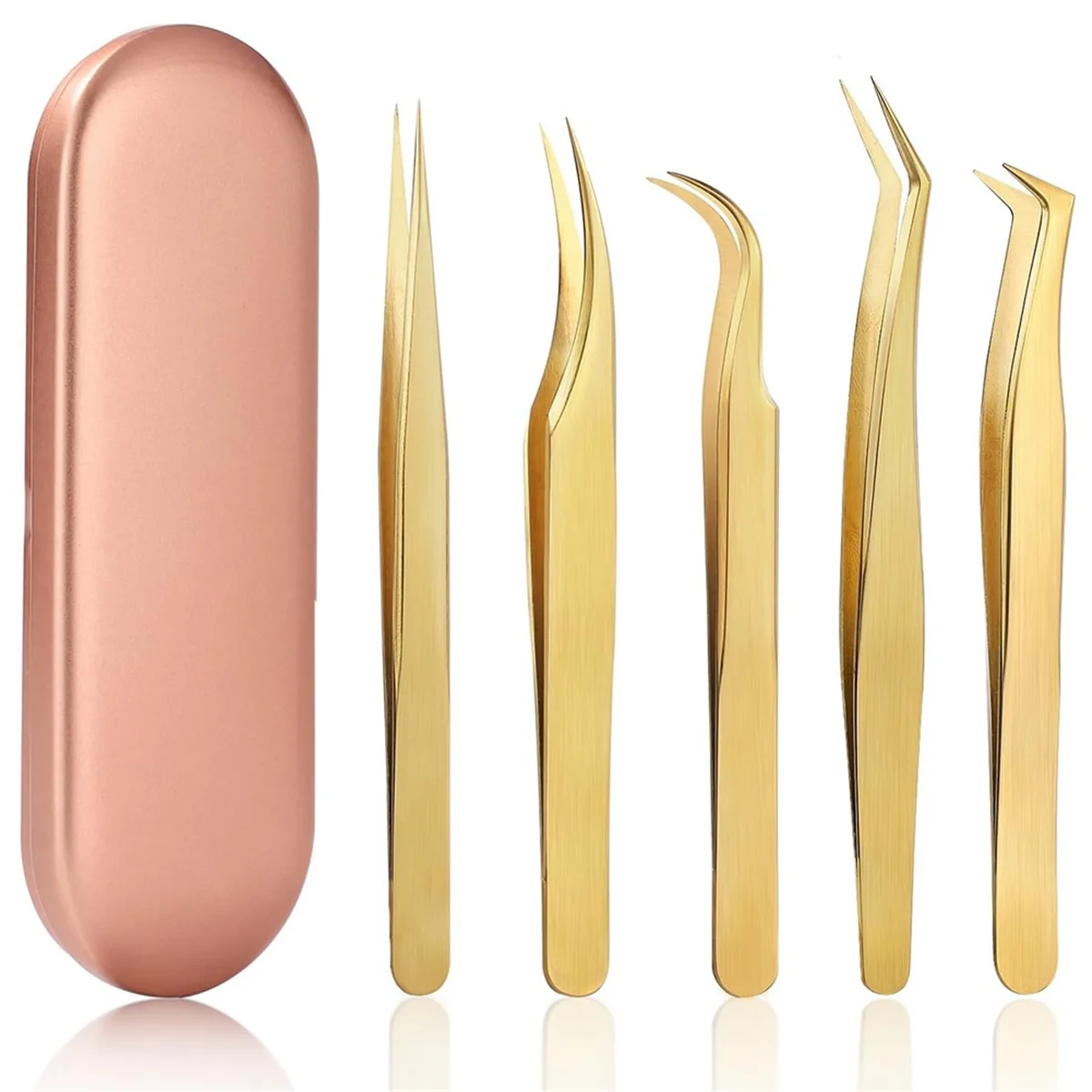 

A71P High Precision Lash Tweezers Set - Includes 5 Stainless Steel Eyelash Tweezers for Classic and Volume Lash Extensions