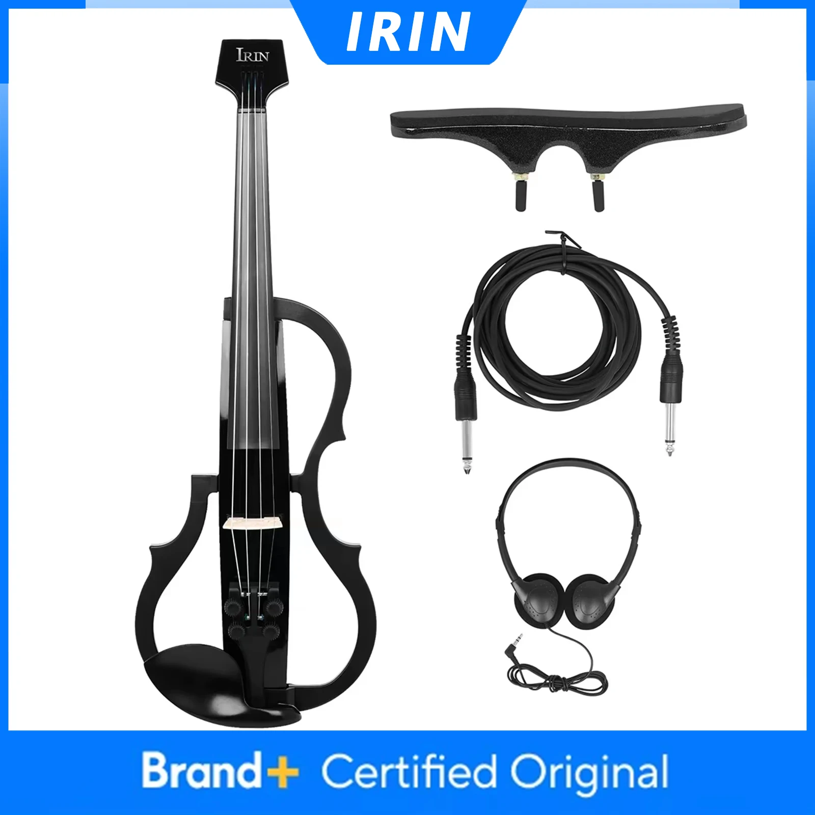 

IRIN AU-10 4/4 Electric Violin Carbon Fiber Electric Violin with Shoulder Rests Cable Headphones String Instrument for Practice