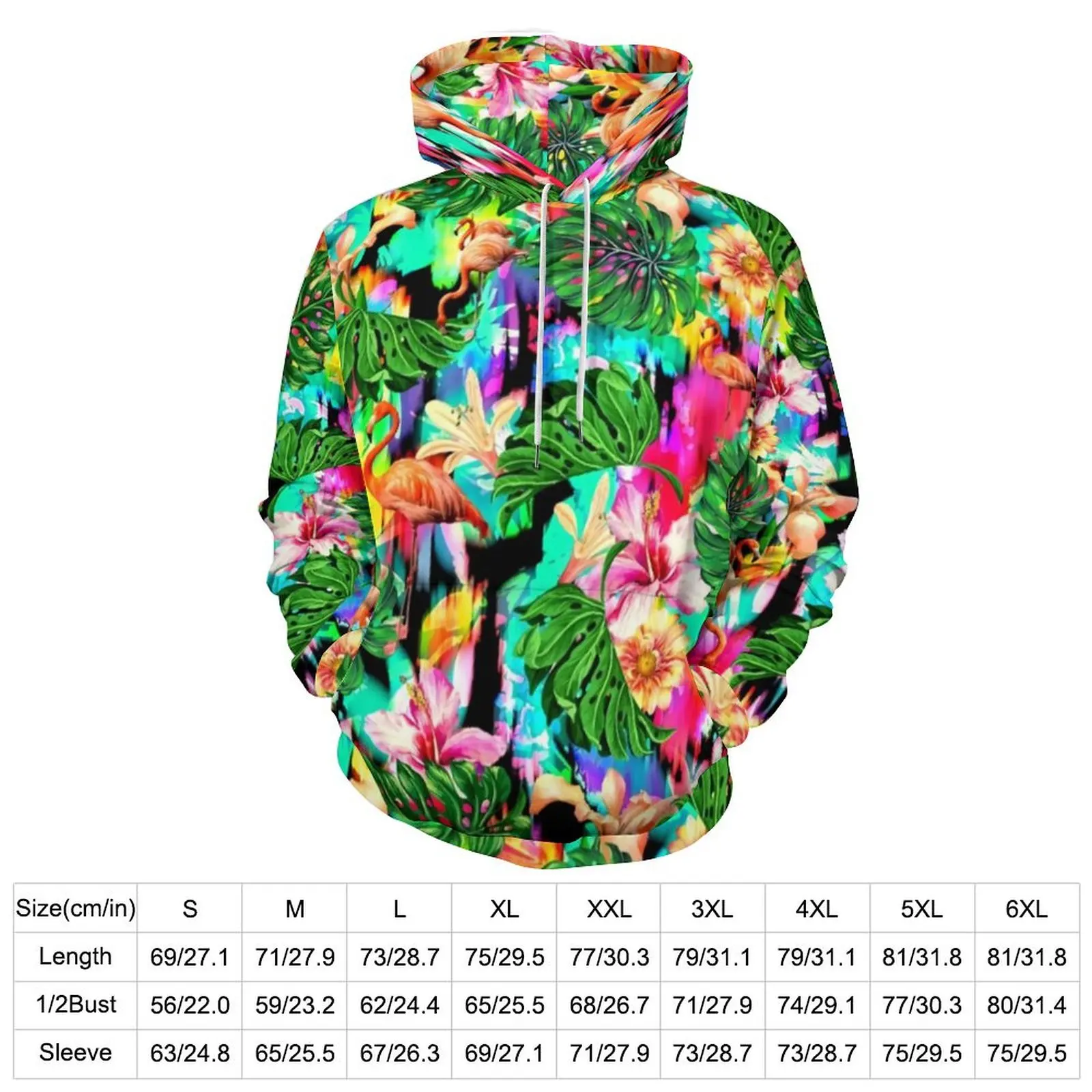 Flamingo Print Hoodies Long Sleeve Tropical Leaves Cute Casual Pullover Hoodie Winter Classic Oversize Pattern Loose Sweatshirts