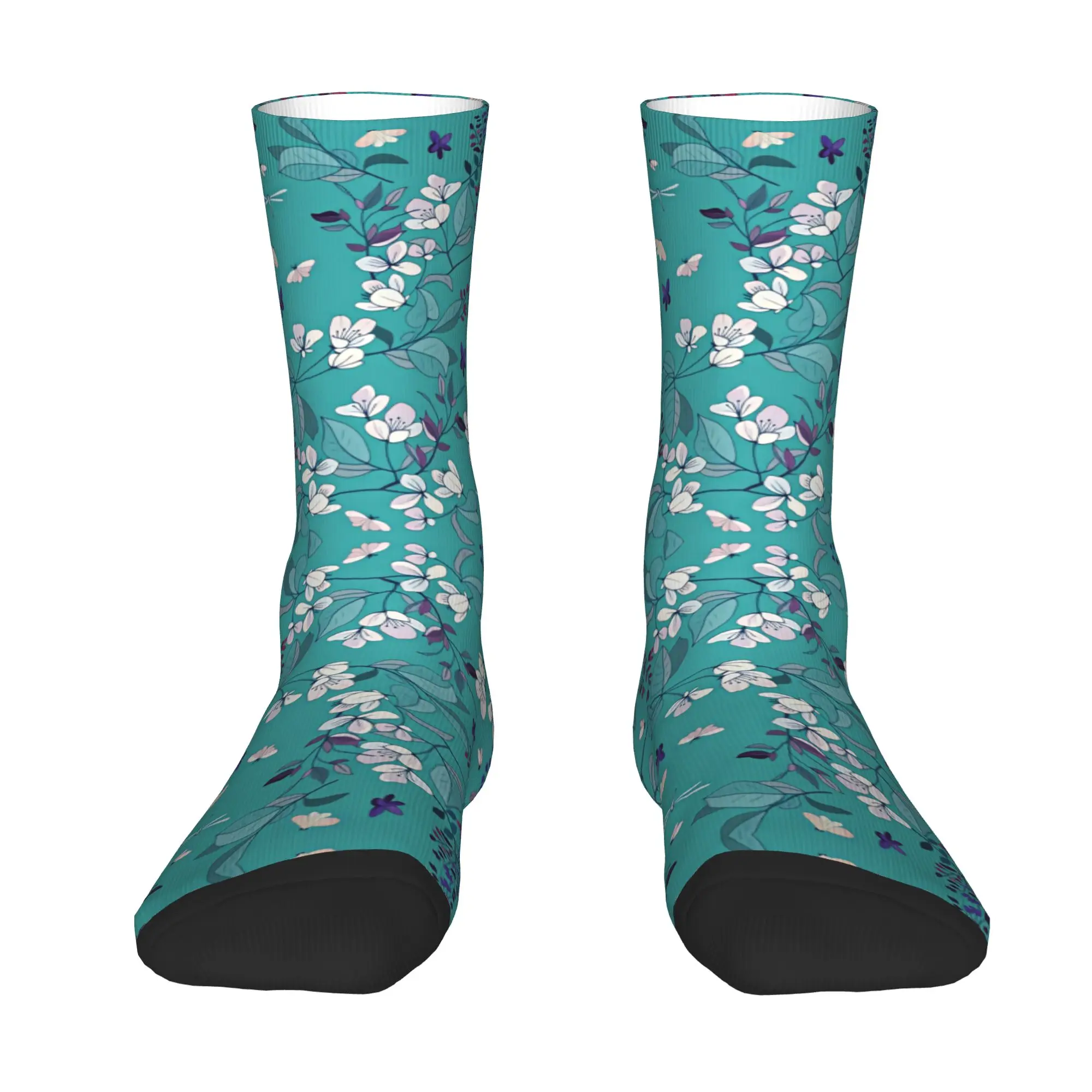 Funny Cherry Blossom Purple lilacs  Socks Men Women Warm 3D Printed White Apple Blossoms Basketball Sports Socks