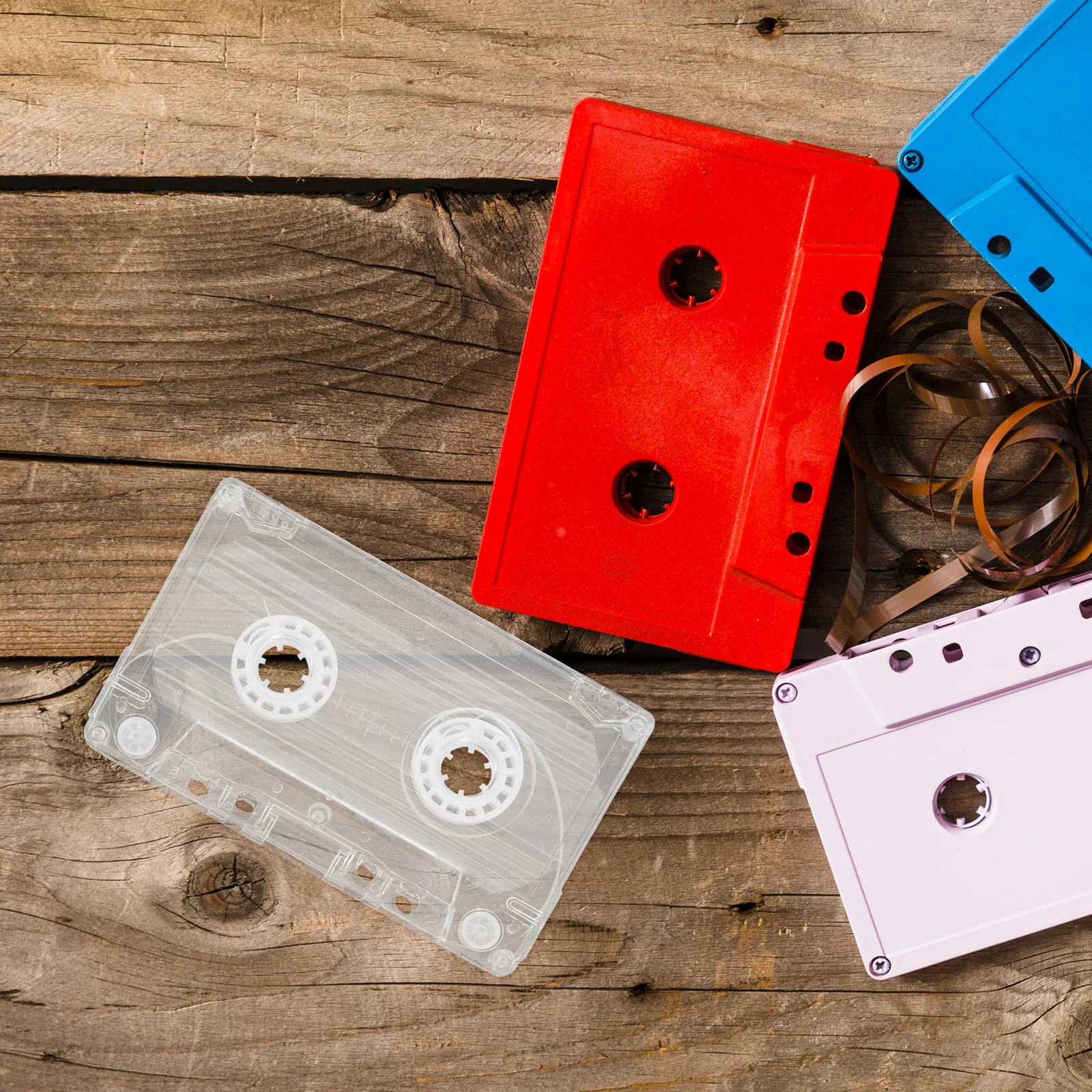 

4pcs Storage Box Retro Cassette Organizer Clear Audio Holder Durable Craftsmanship Design Lightweight