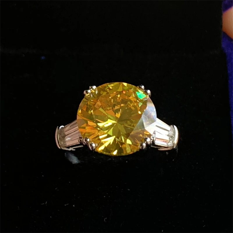 Solitaire Round cut 6ct AAAA Zircon Ring Silver Color Engagement Wedding Band Rings for women Bridal Party Jewelry Gift