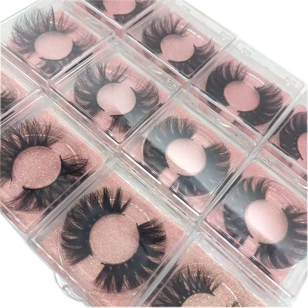 25mm 3D 5D Mink Lashes Square Box Custom Packaging Label Makeup Dramatic Long Mink Lashes Thick Stirp Resuable 25mm Eyelashes