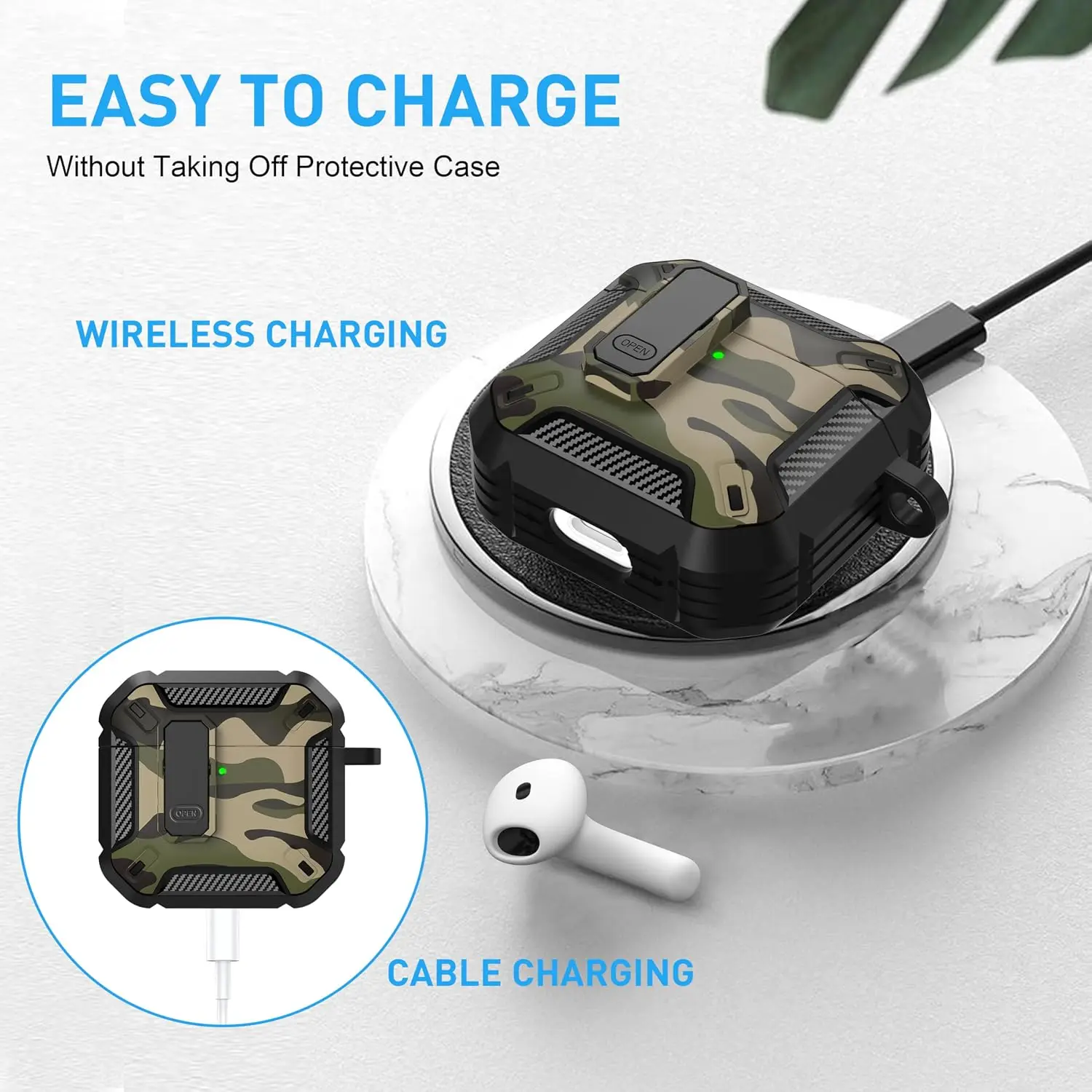 Funda protectora con cierre de seguridad y mosquetón para AirPods 5/4/Pro 3, resistente a golpes y que cubre todo el dispositivo. Accesorios para auriculares AirPods 5/4.
