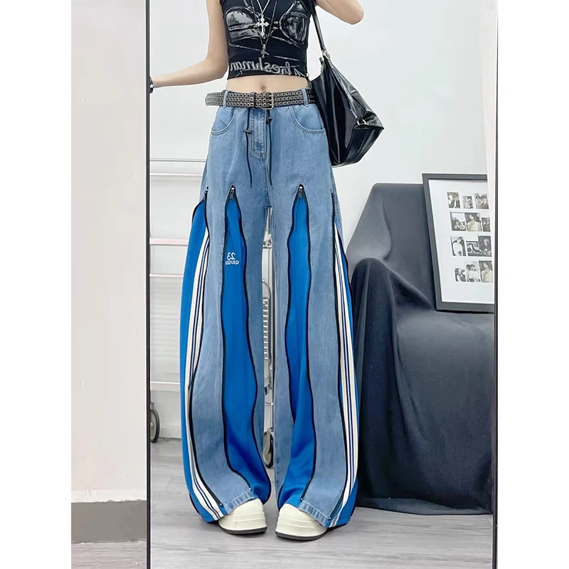 YIBASHU الشتاء المرأة الدنيم السراويل اليابانية Y2K 2000s واسعة تناسب فضفاض أمي الجينز الجرونج Harajuku كاوبوي جينز مكدسة عالية الجودة