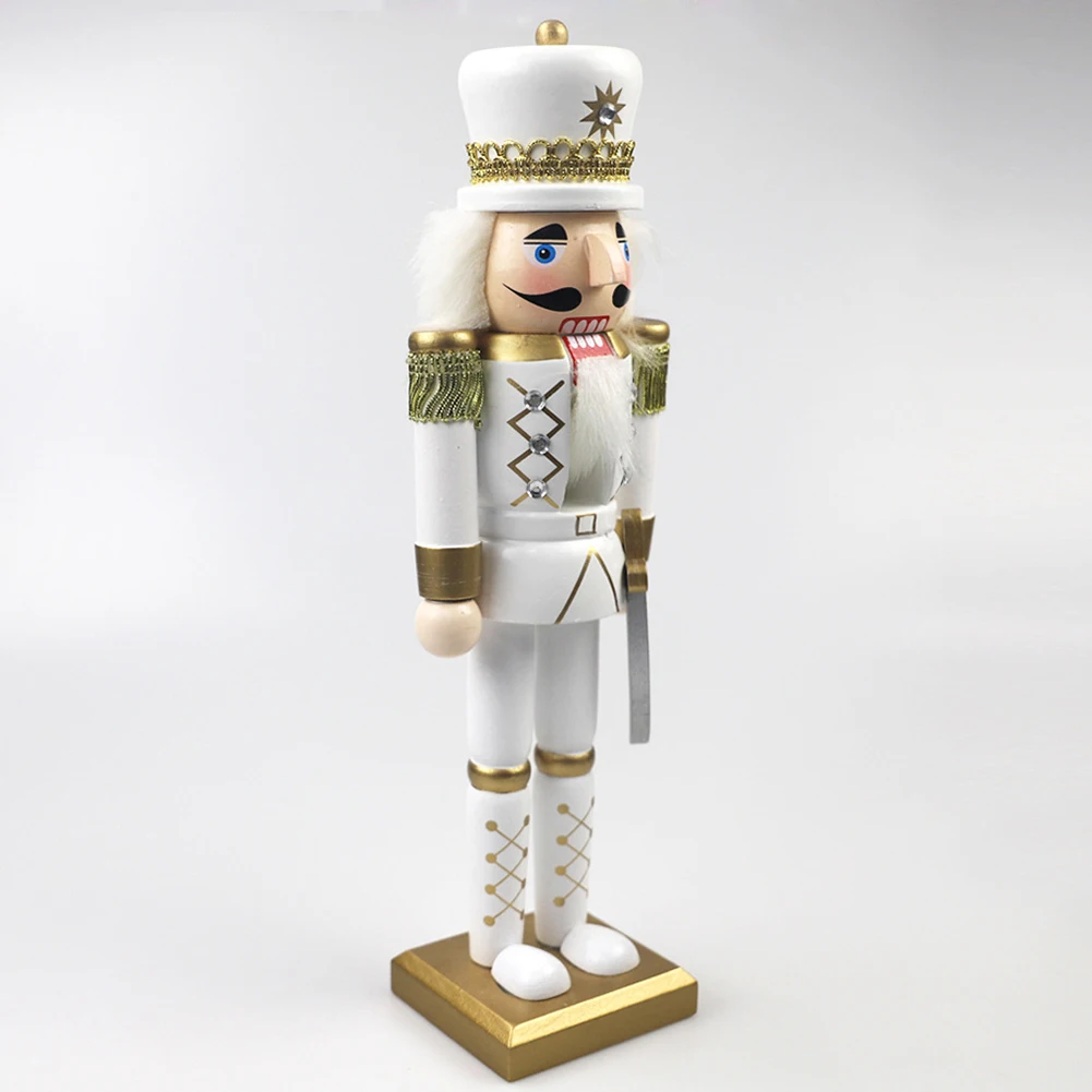 30*10*8CM White Gold Wooden Christmas Nutcracker Desktop Ornaments Decoration  Christmas Home Decoration Products