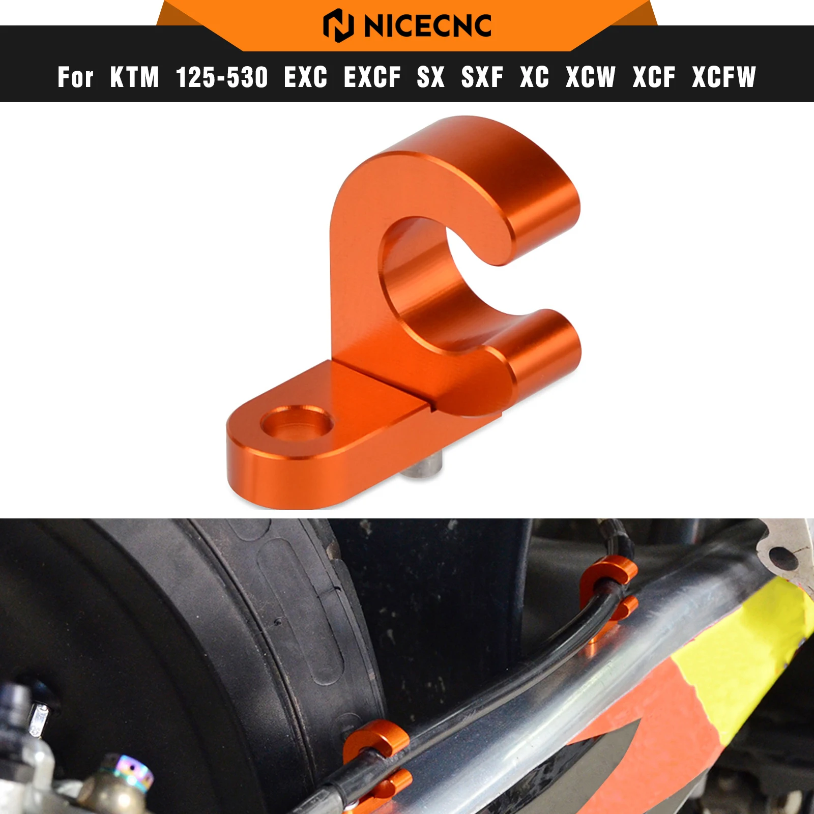 

NICECNC Rear Brake Line Hose Cable Clamp Holder For KTM EXC 380 SX 380 1998-2001 EXC 300 SX 250 SXF 450 XCW 250 XCW-F XC XCF