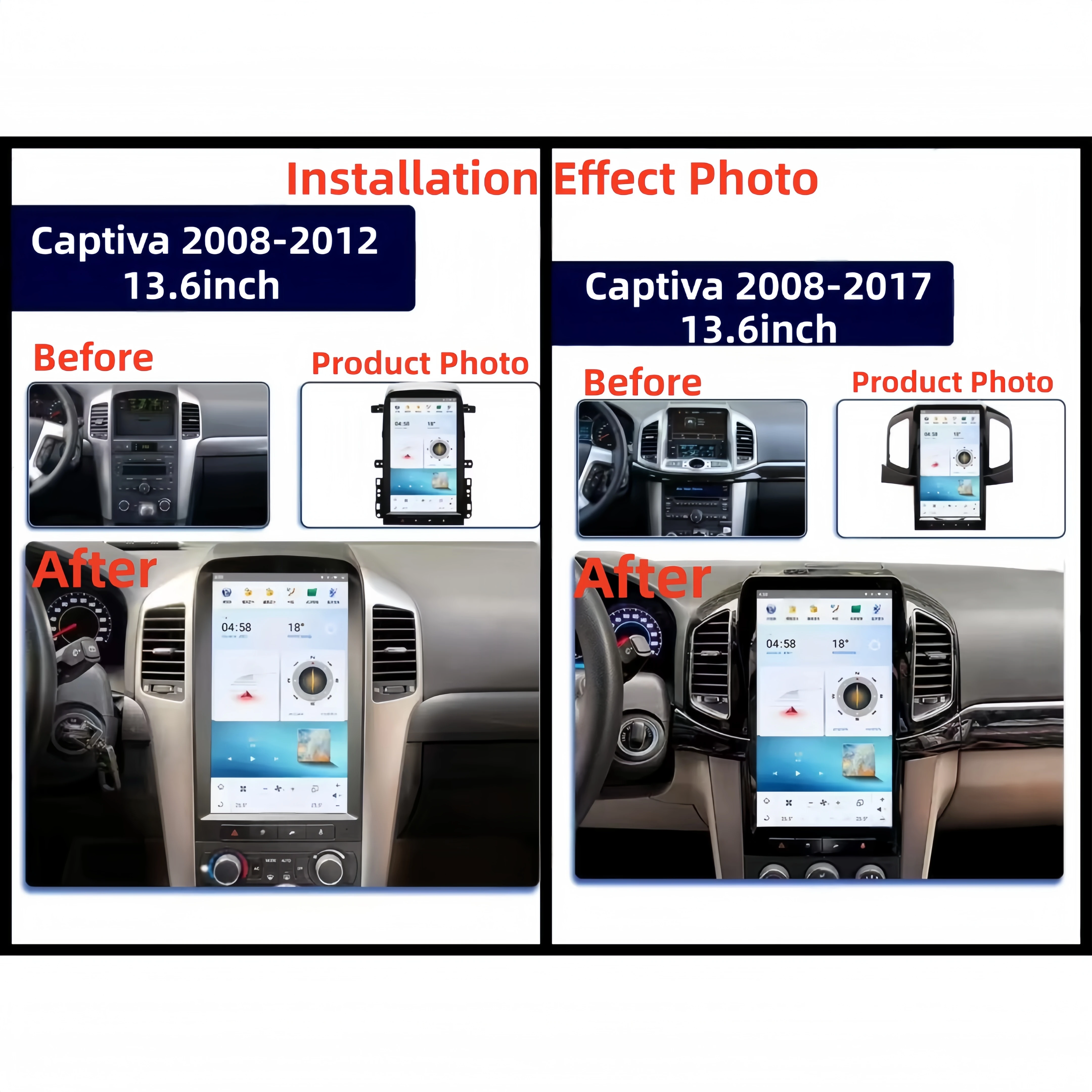 13.6 Android 14 CarPlay Auto Car Radio For Chevrolet Captiva c140 2008-2017 Touch Screen Multimedia Stereo Player GPS Head Unit