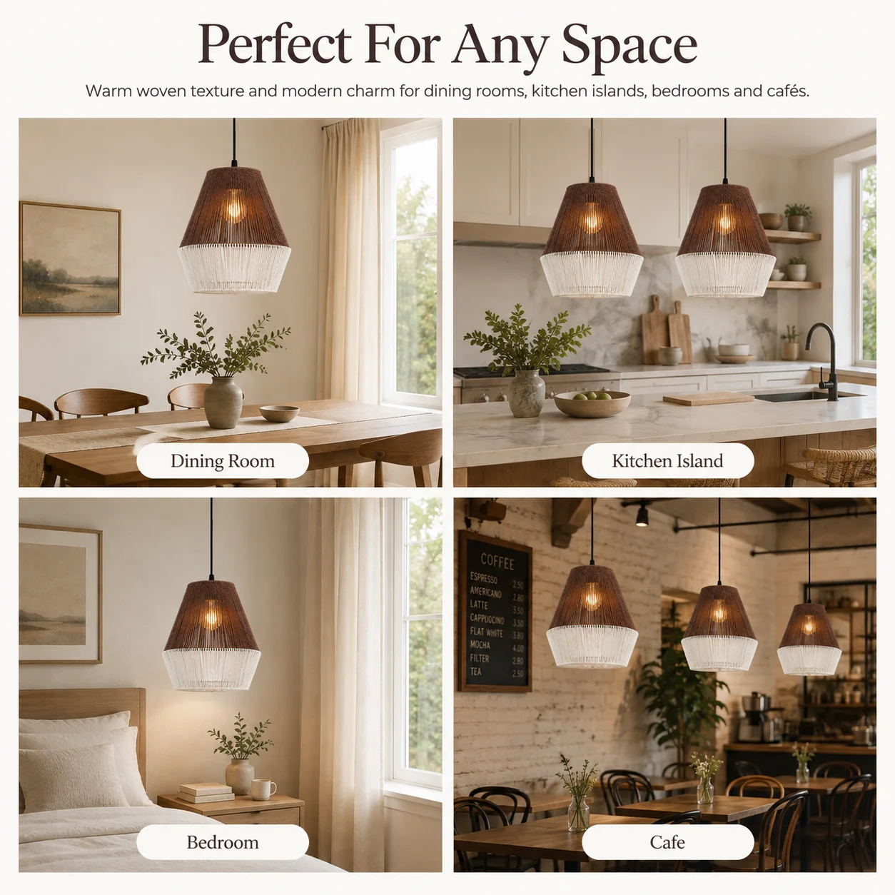 JOYINLED 1/2/3pcs 2-Tone Handwoven Paper Rope Pendant Light E27 Handwoven Boho Rattan Hanging Lamp Kitchen Dining Room Bedroom